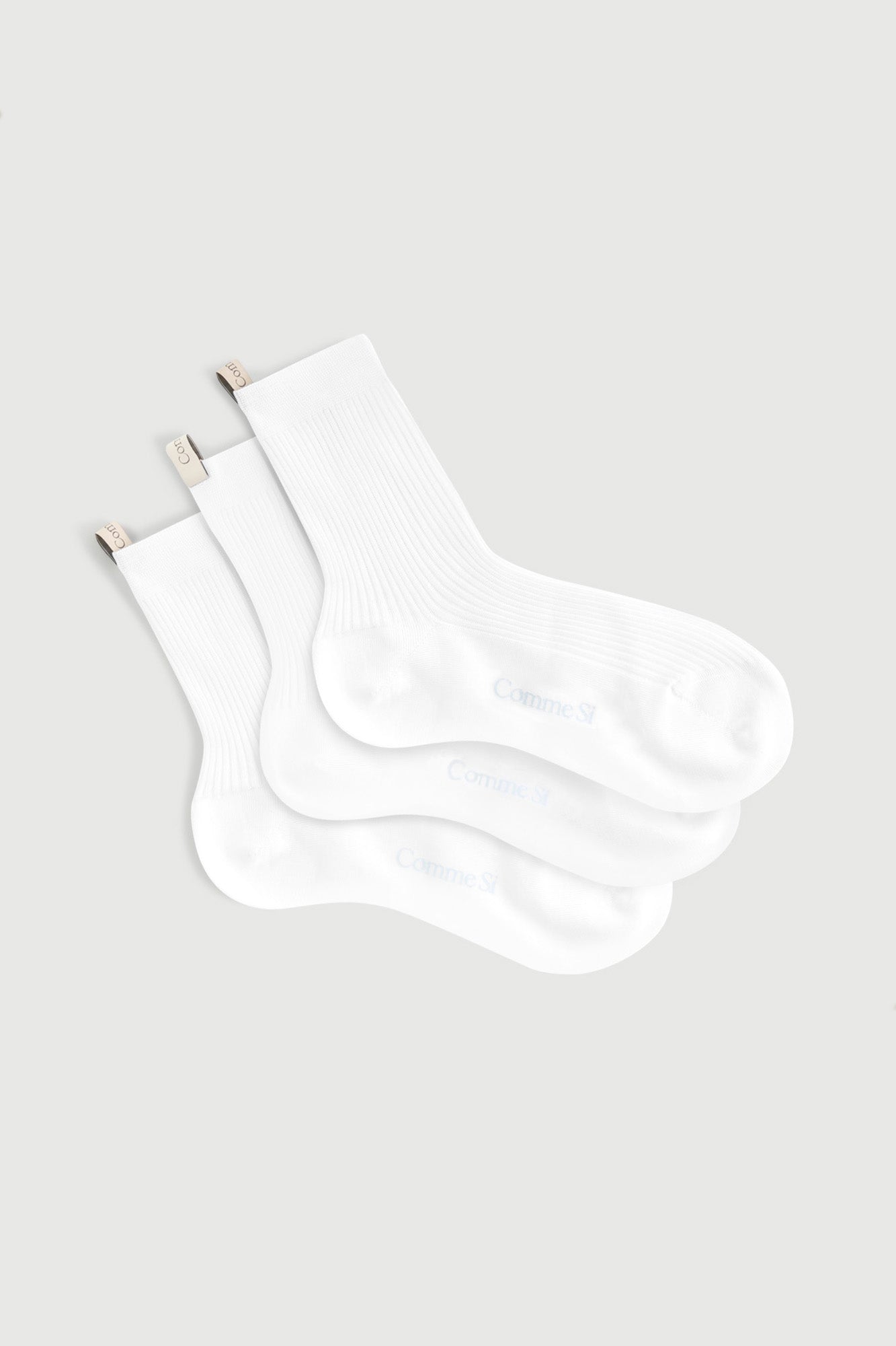 The Agnelli Trio, Egyptian Cotton Sock Set of three pairs in white, by Comme Si