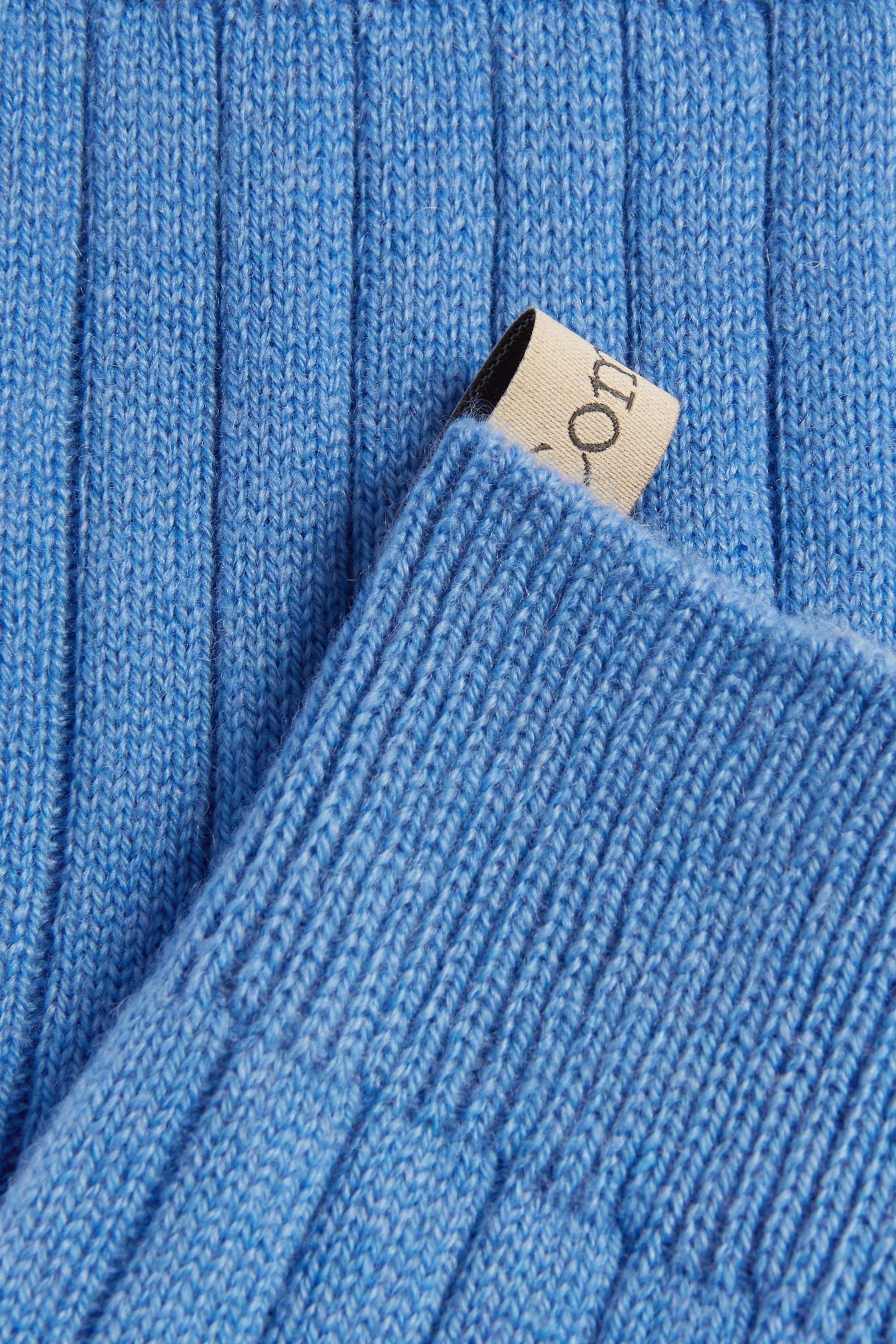 Ribbon tag detail, The Danielle Sock, Mongolian Cashmere, Sky Blue, Comme Si