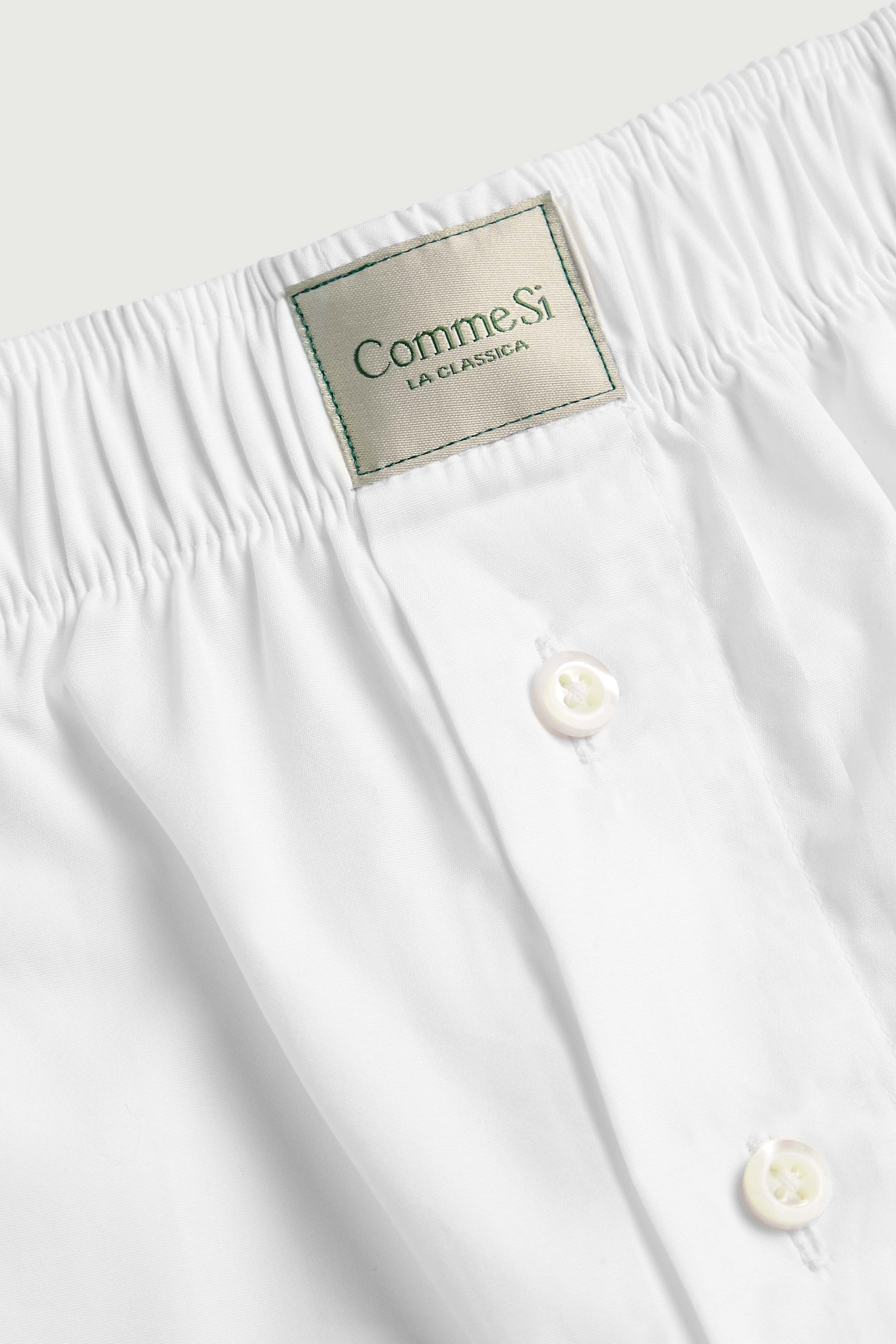 Front waist detail, La Boxer Classica, White, Italian Cotton Poplin, Comme Si