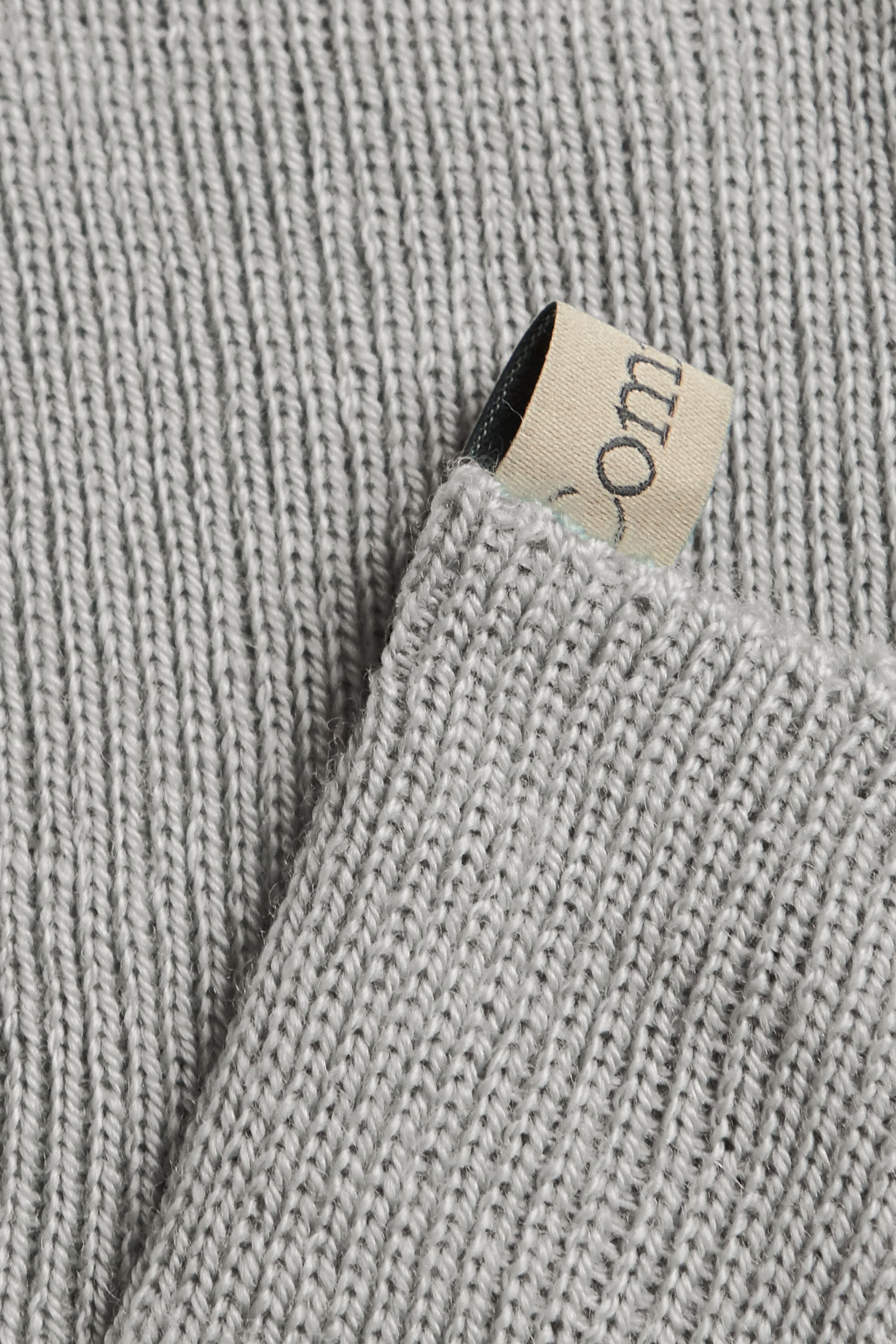 Ribbon tag detail, The Merino Sock in light grey, merino wool, by Comme Si