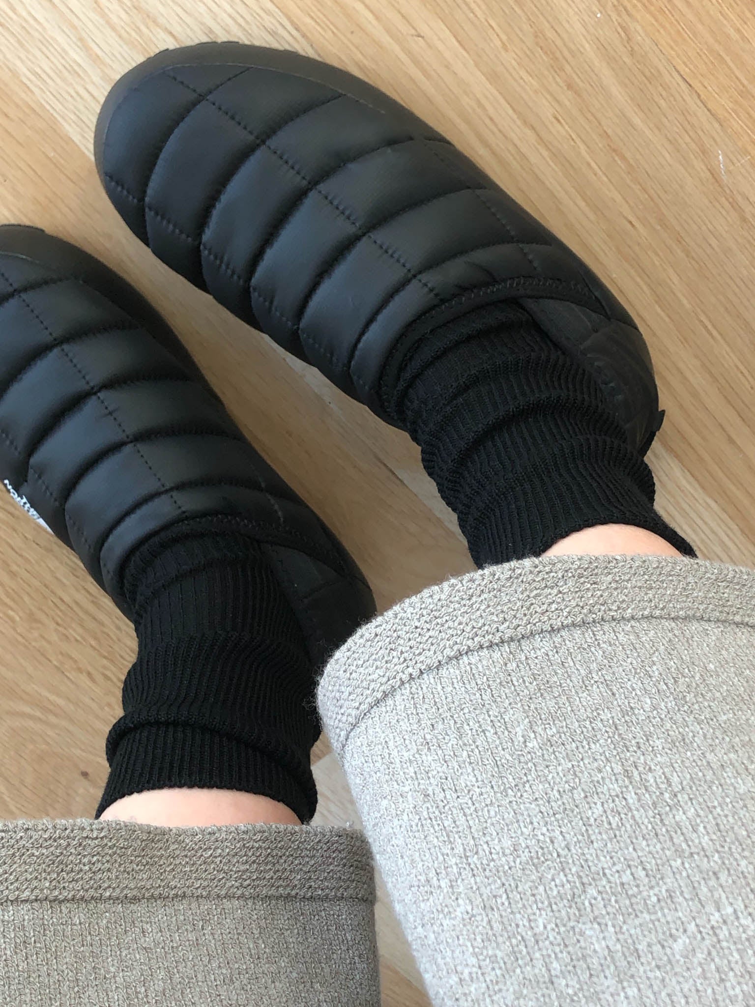 the merino sock in jet black with insulated winter slides