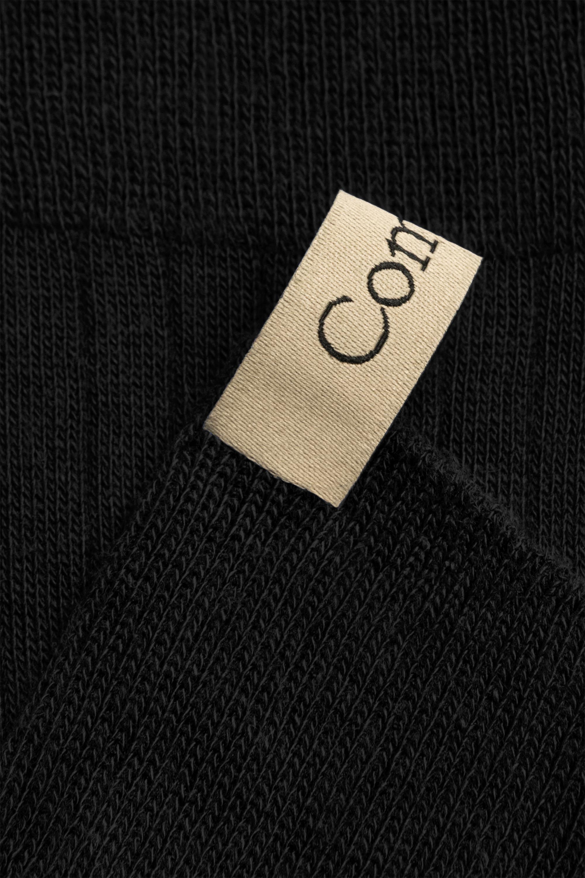 Ribbon tag cuff detail, The Yves Sock in Black, Egyptian Cotton, Comme Si