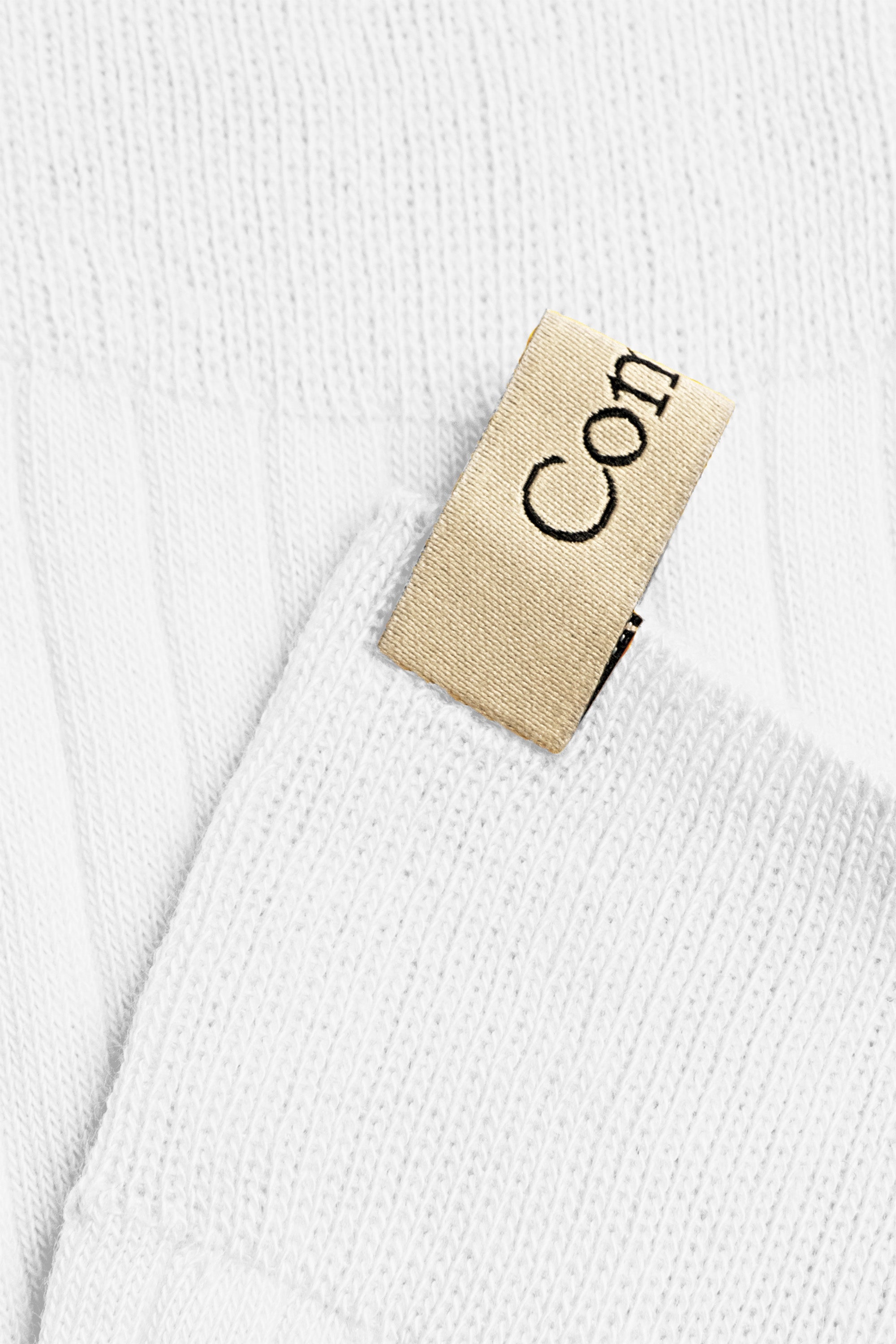 Ribbon tag detail, The Yves Sock in Sapphire, Egyptian cotton sock by Comme Si