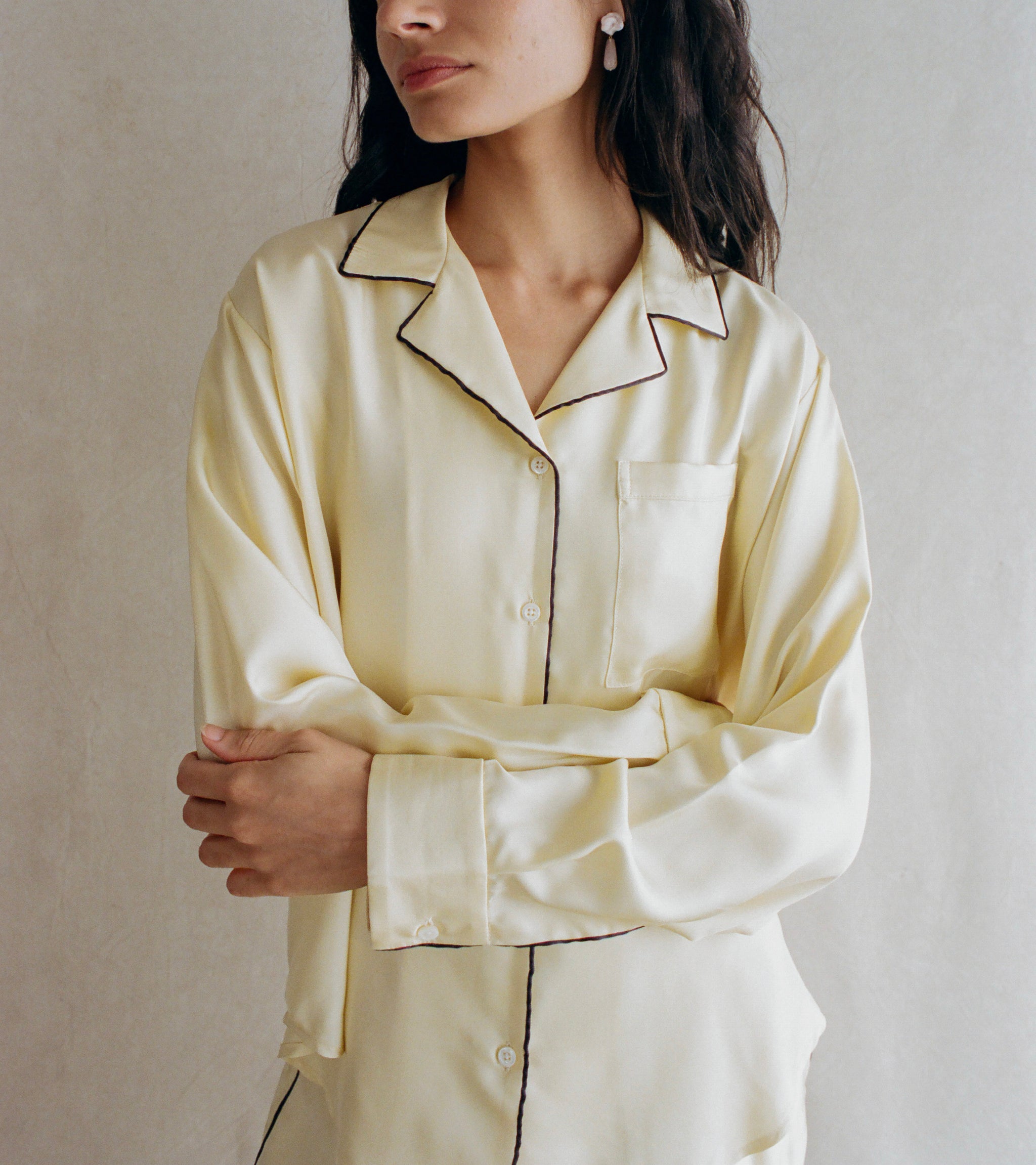 The Notched Collar Shirt, Piped Silk Twill