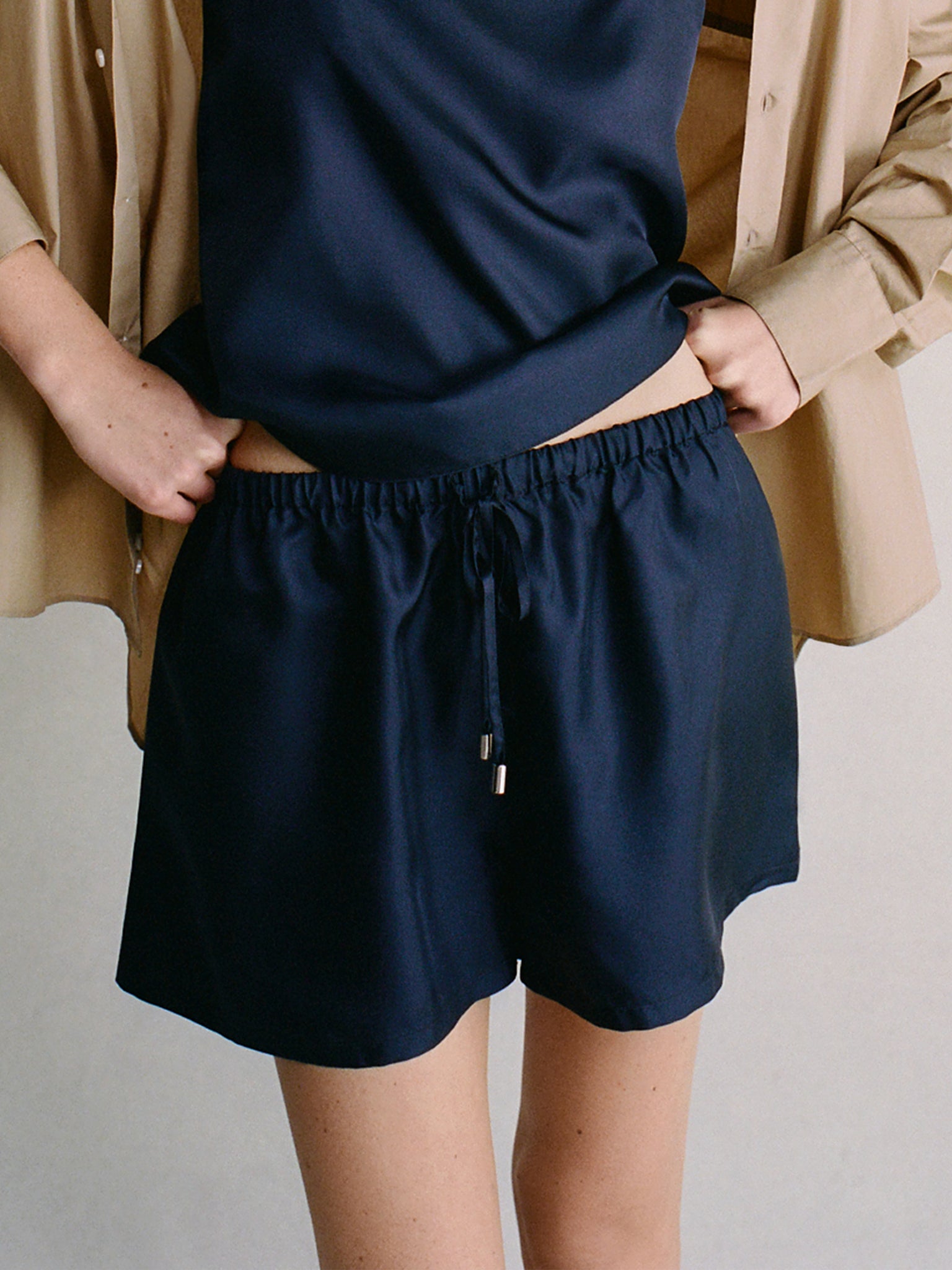 The Drawstring Short, Silk Twill