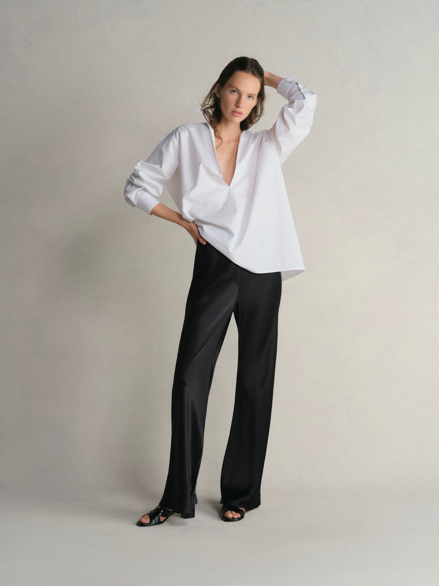 deep v neck dress shirt Deep V Dress Shirt by LOAD Medium / Black