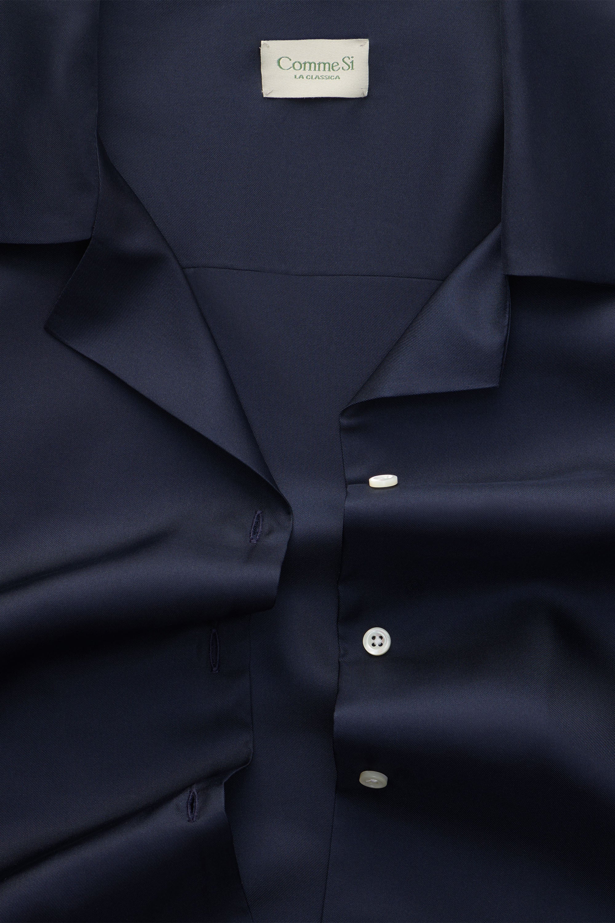 The Notched Collar Short Sleeve Shirt, Silk Twill