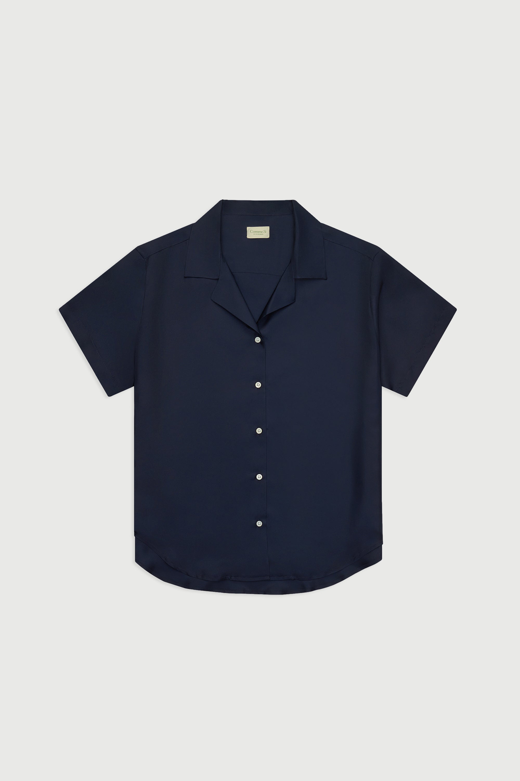 The Notched Collar Short Sleeve Shirt, Silk Twill