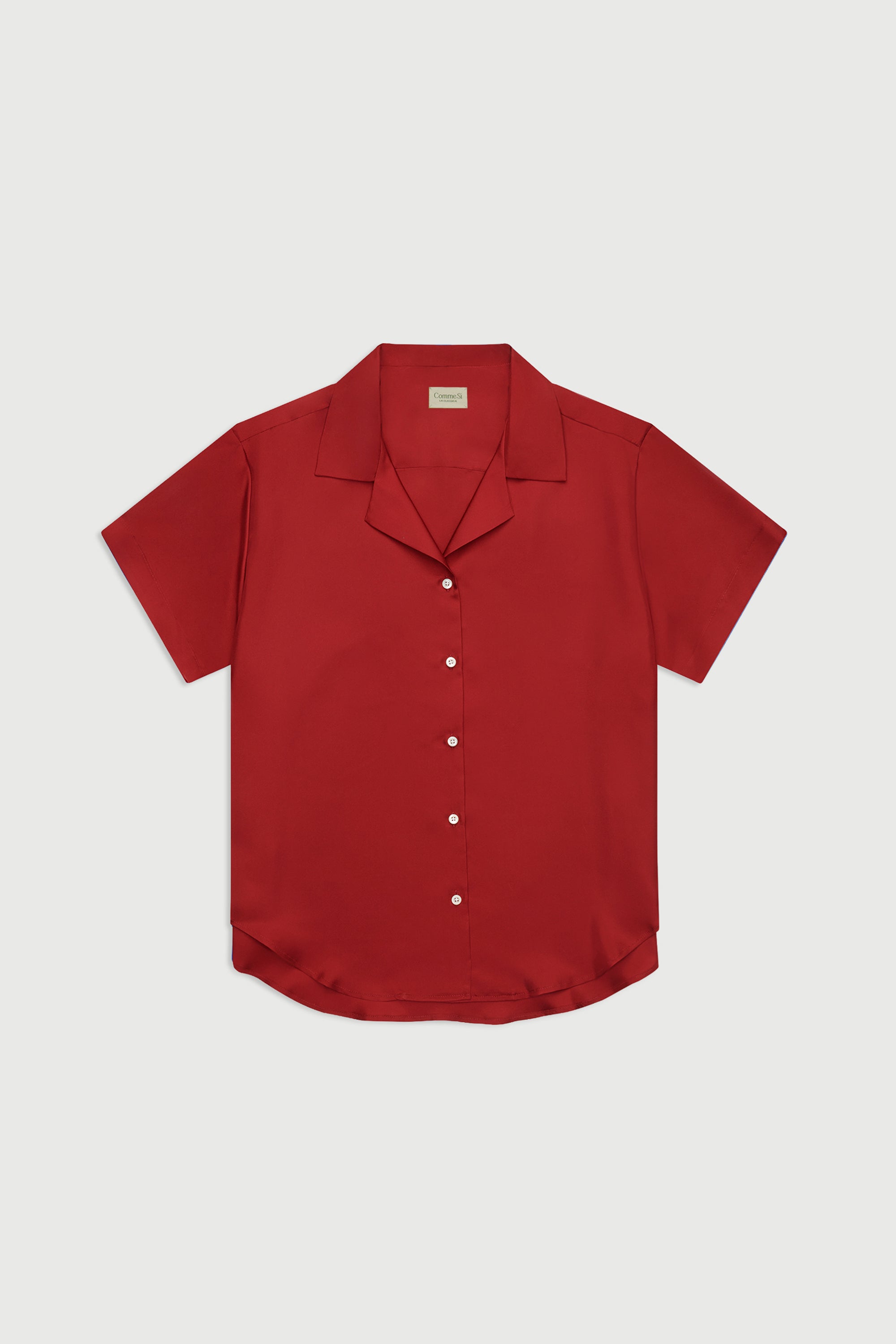 The Notched Collar Short Sleeve Shirt, Silk Twill