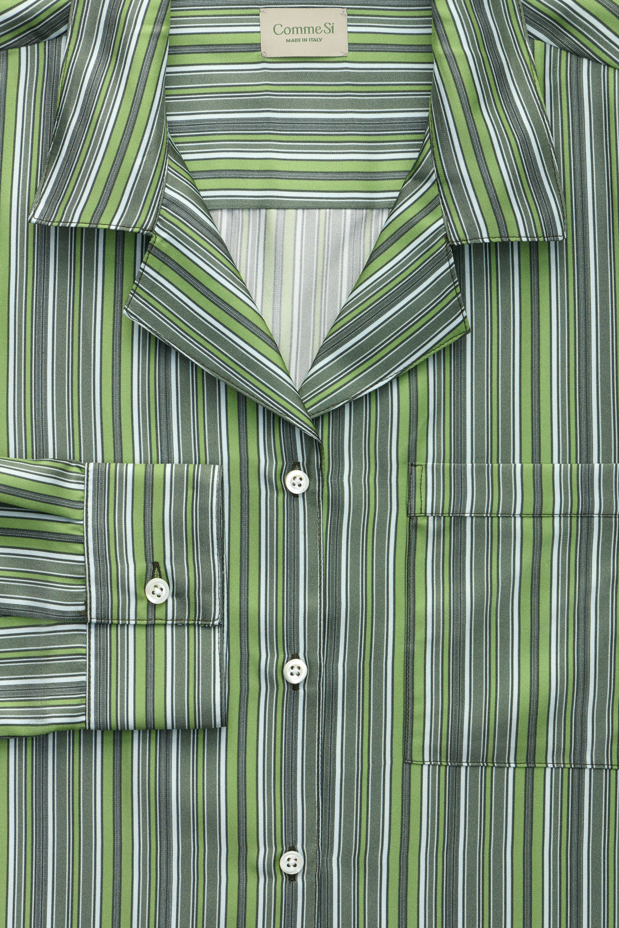 The Notched Collar Long Sleeve Shirt, Silk Twill