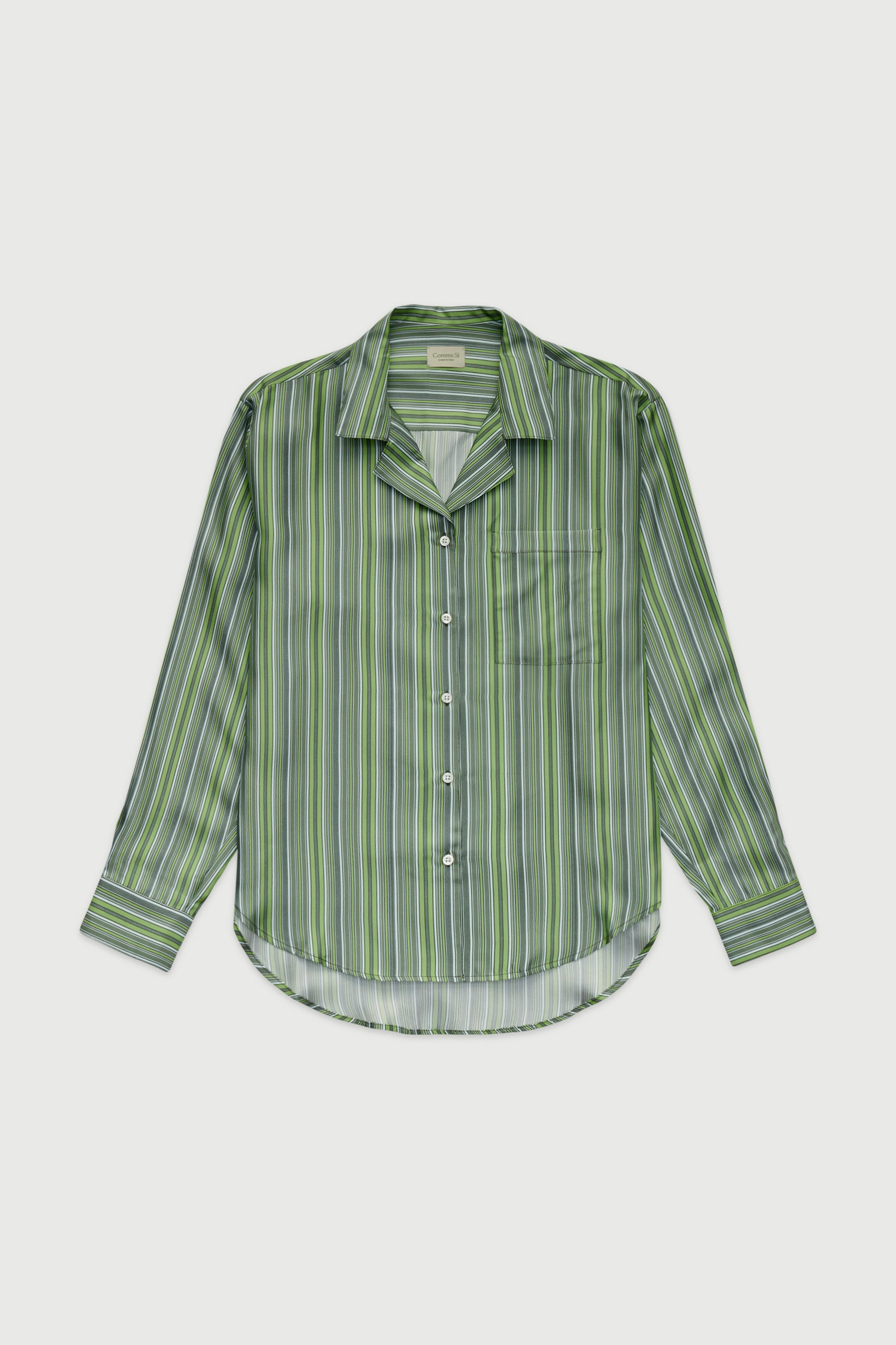 The Notched Collar Long Sleeve Shirt, Silk Twill