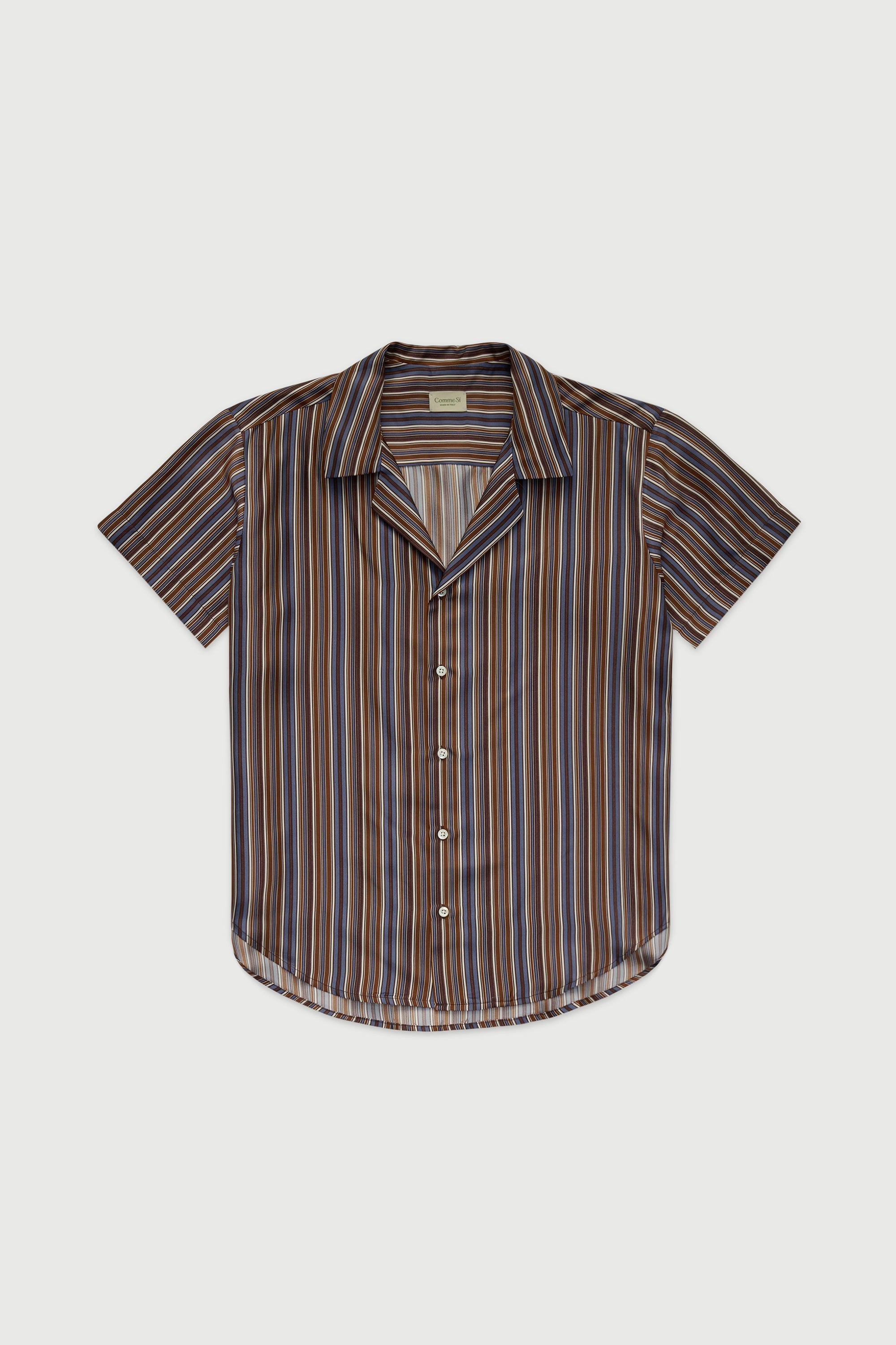 The Notched Collar Short Sleeve Shirt, Silk Twill
