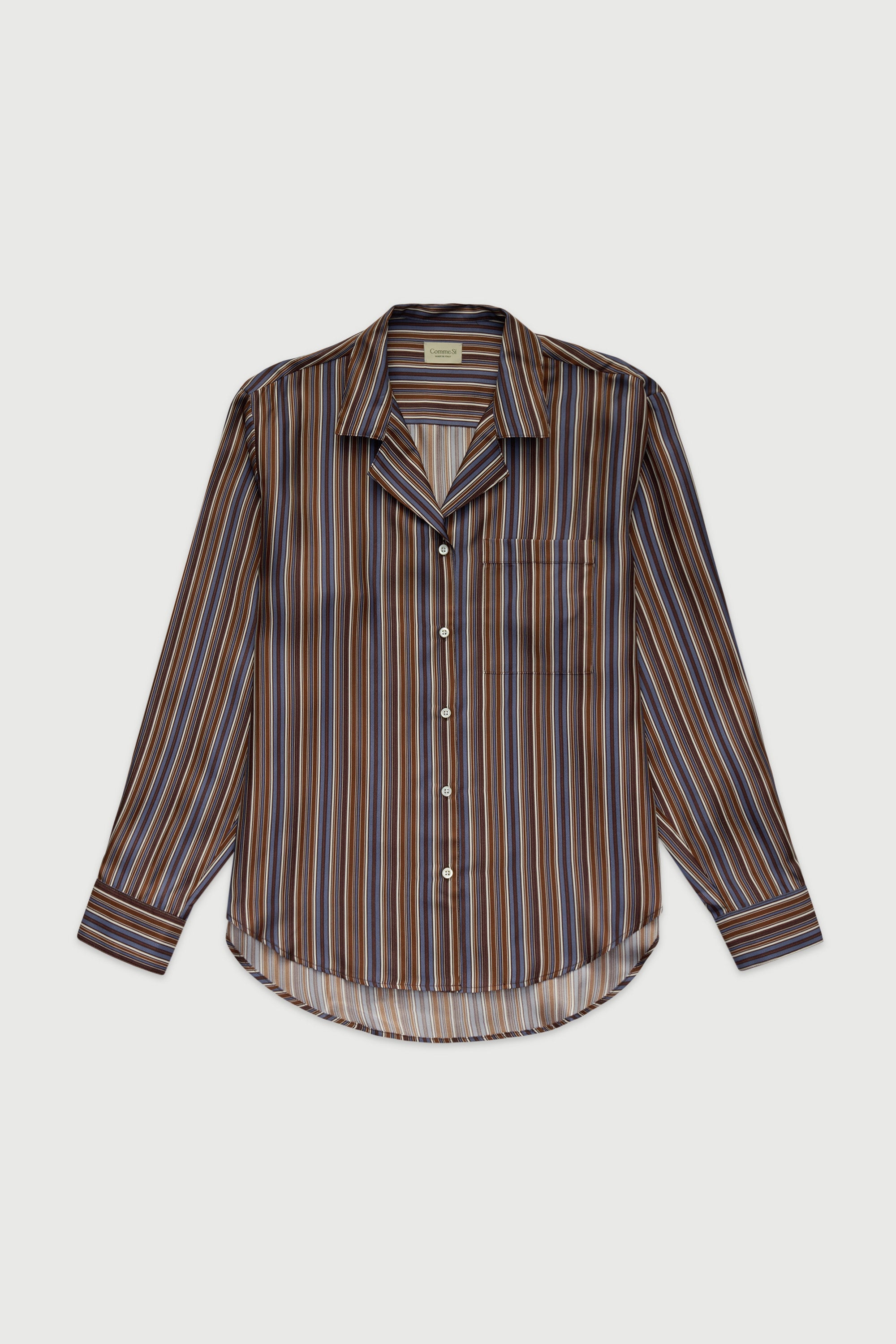The Notched Collar Long Sleeve Shirt, Silk Twill