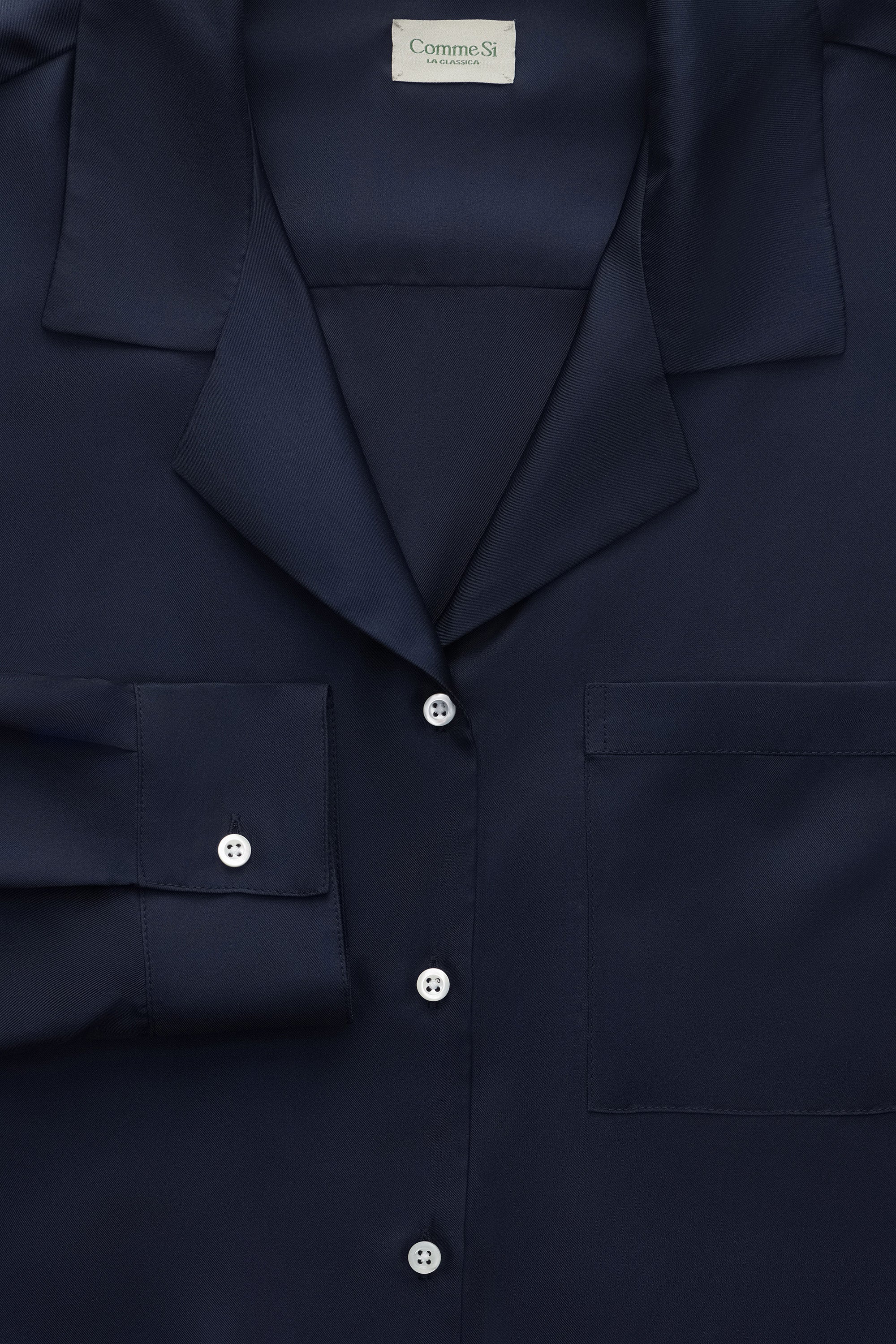 The Notched Collar Shirt, Silk Twill