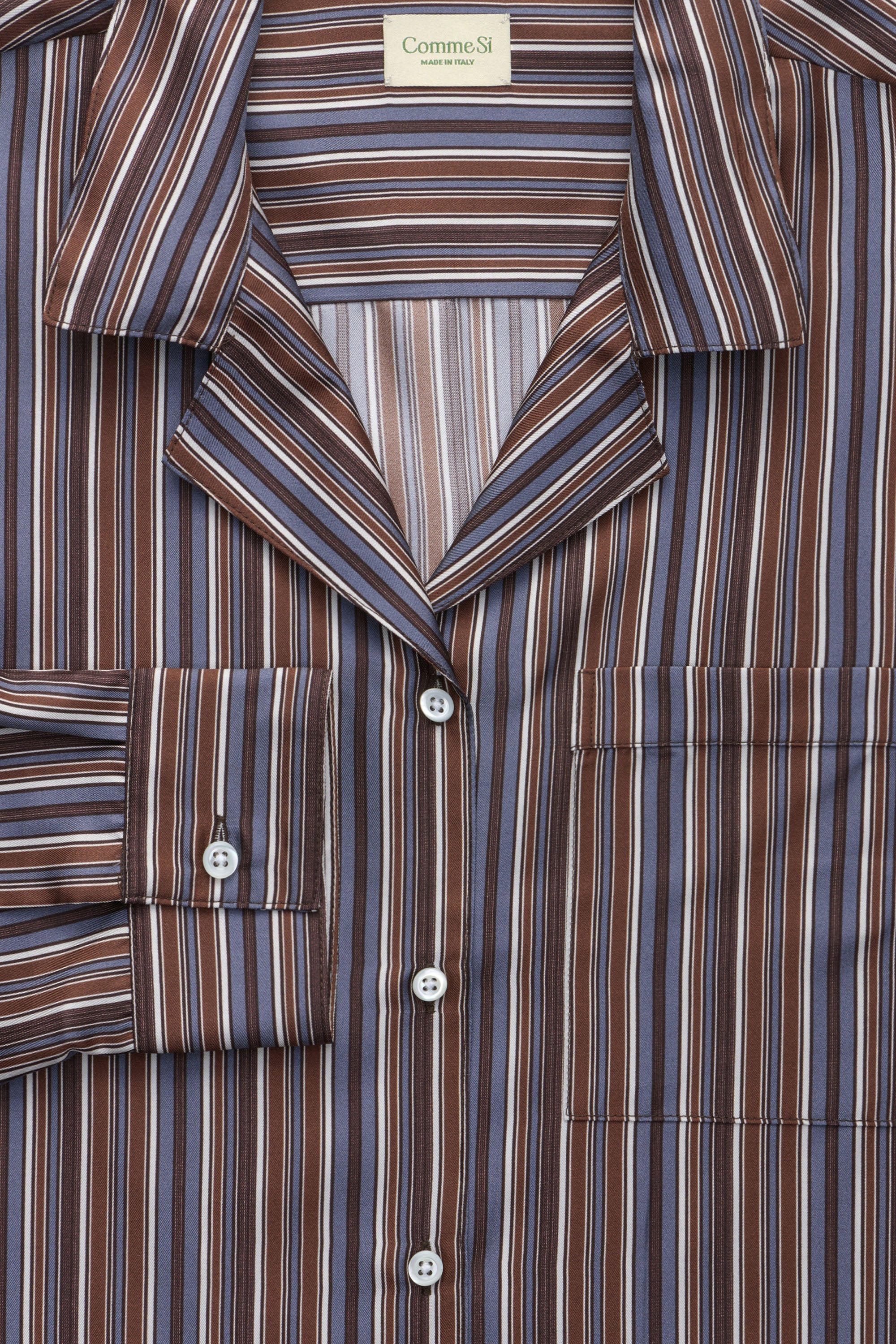 The Notched Collar Long Sleeve Shirt, Silk Twill
