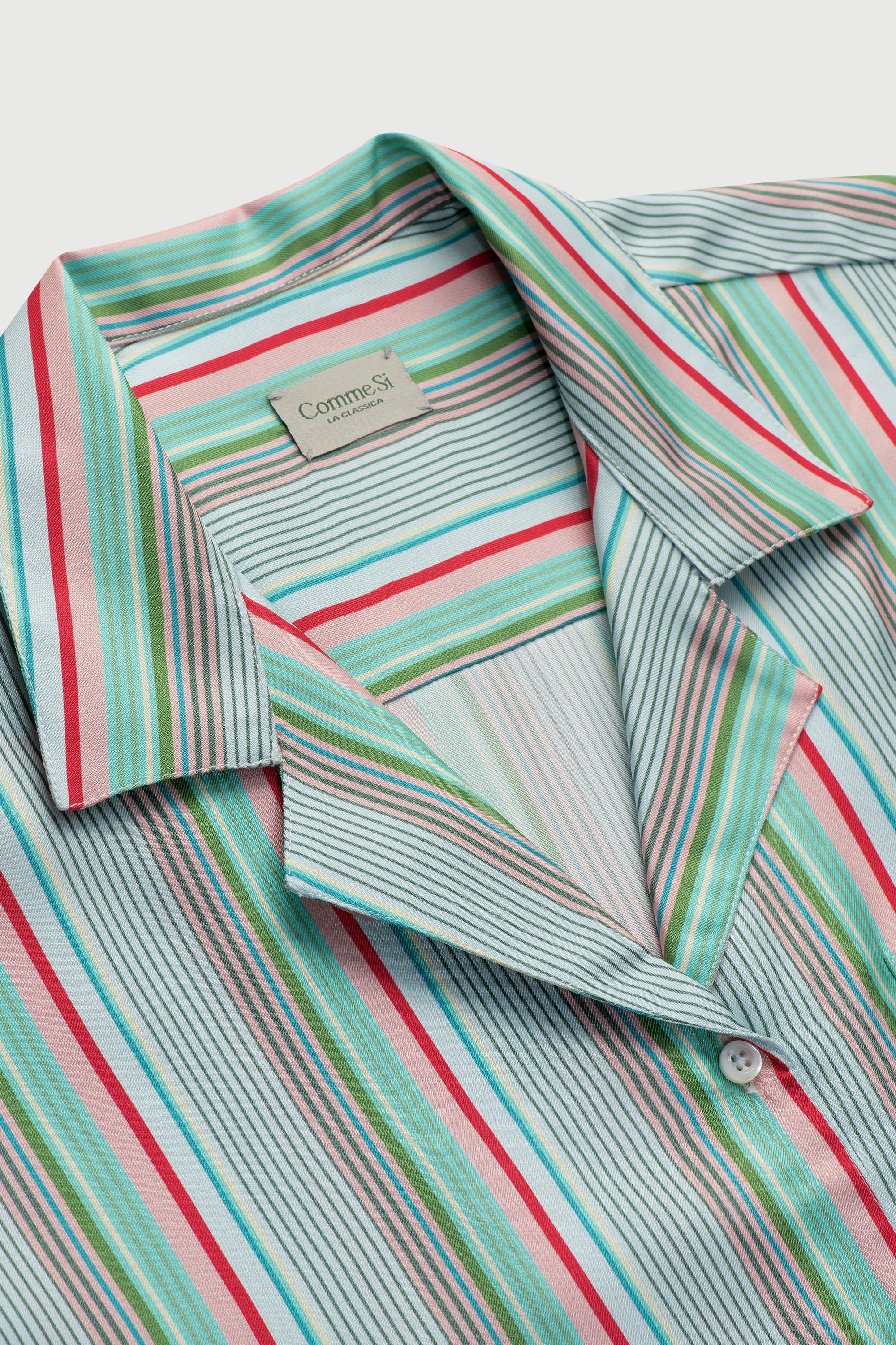 Notched Collar Shirt, Silk Twill
