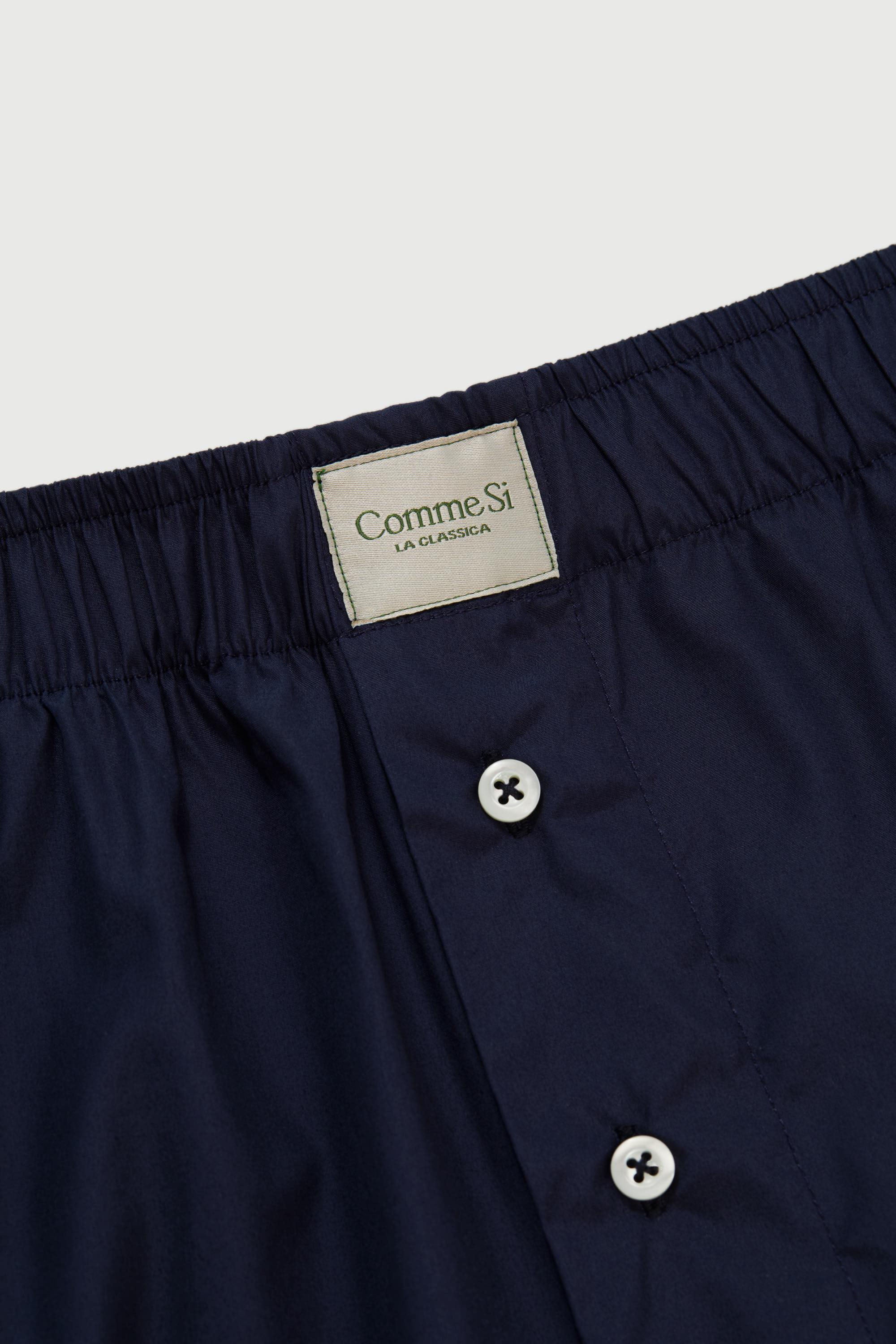 Waistband detail, La Boxer Classica, Navy Blue, Italian Cotton Poplin, Comme Si