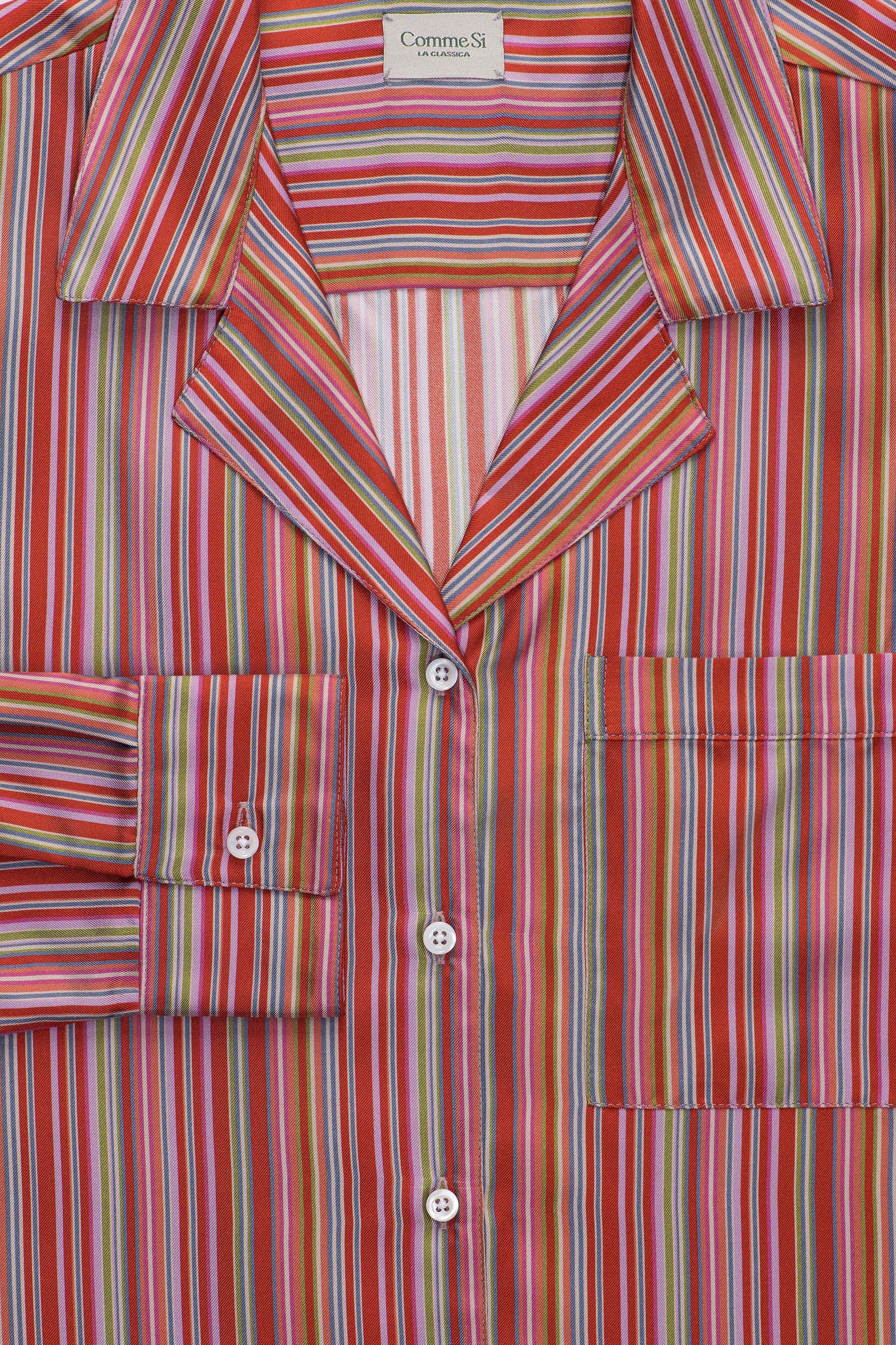 Notched Collar Shirtdress, Silk Twill