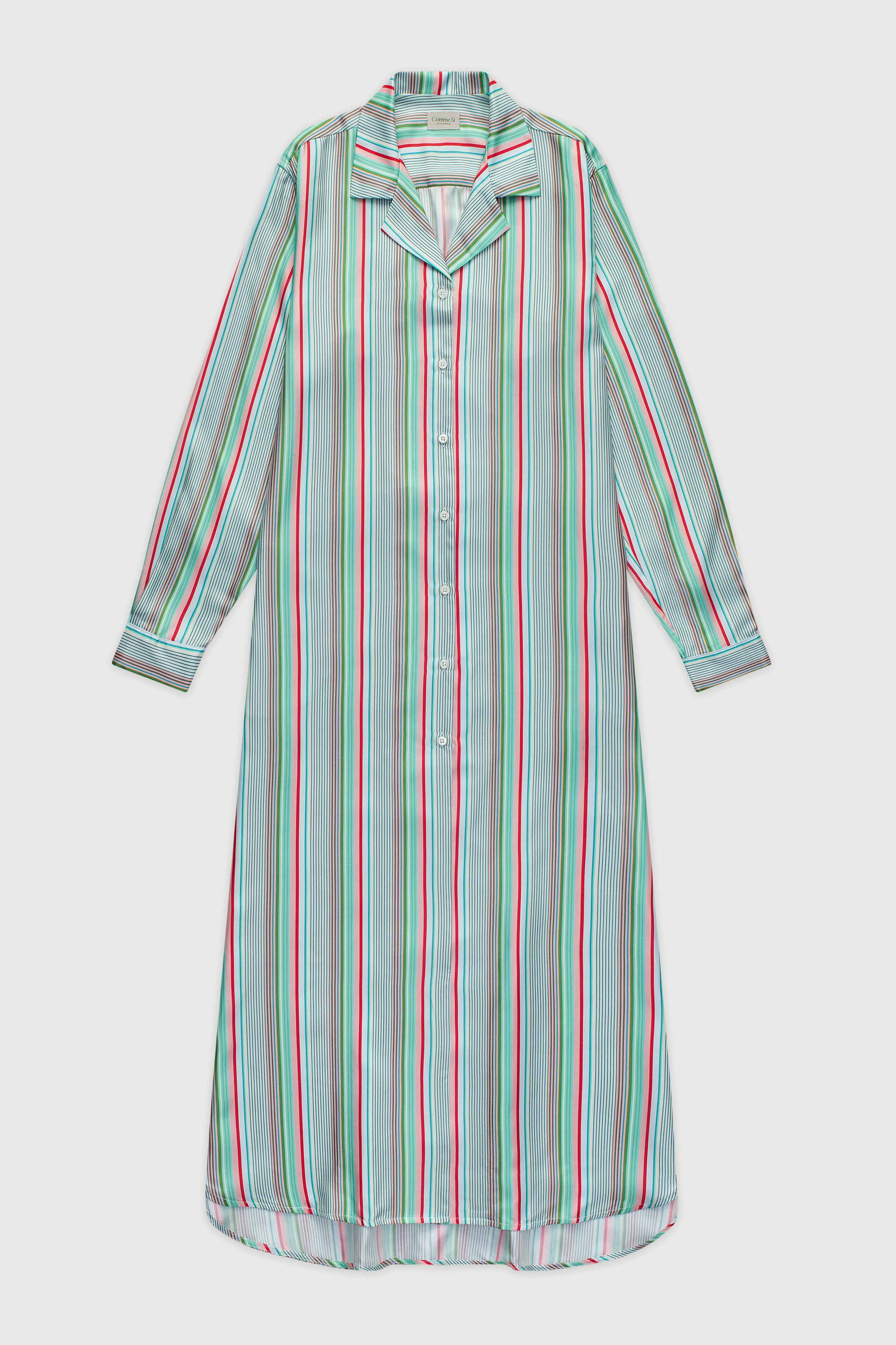 Notched Collar Shirtdress, Silk Twill