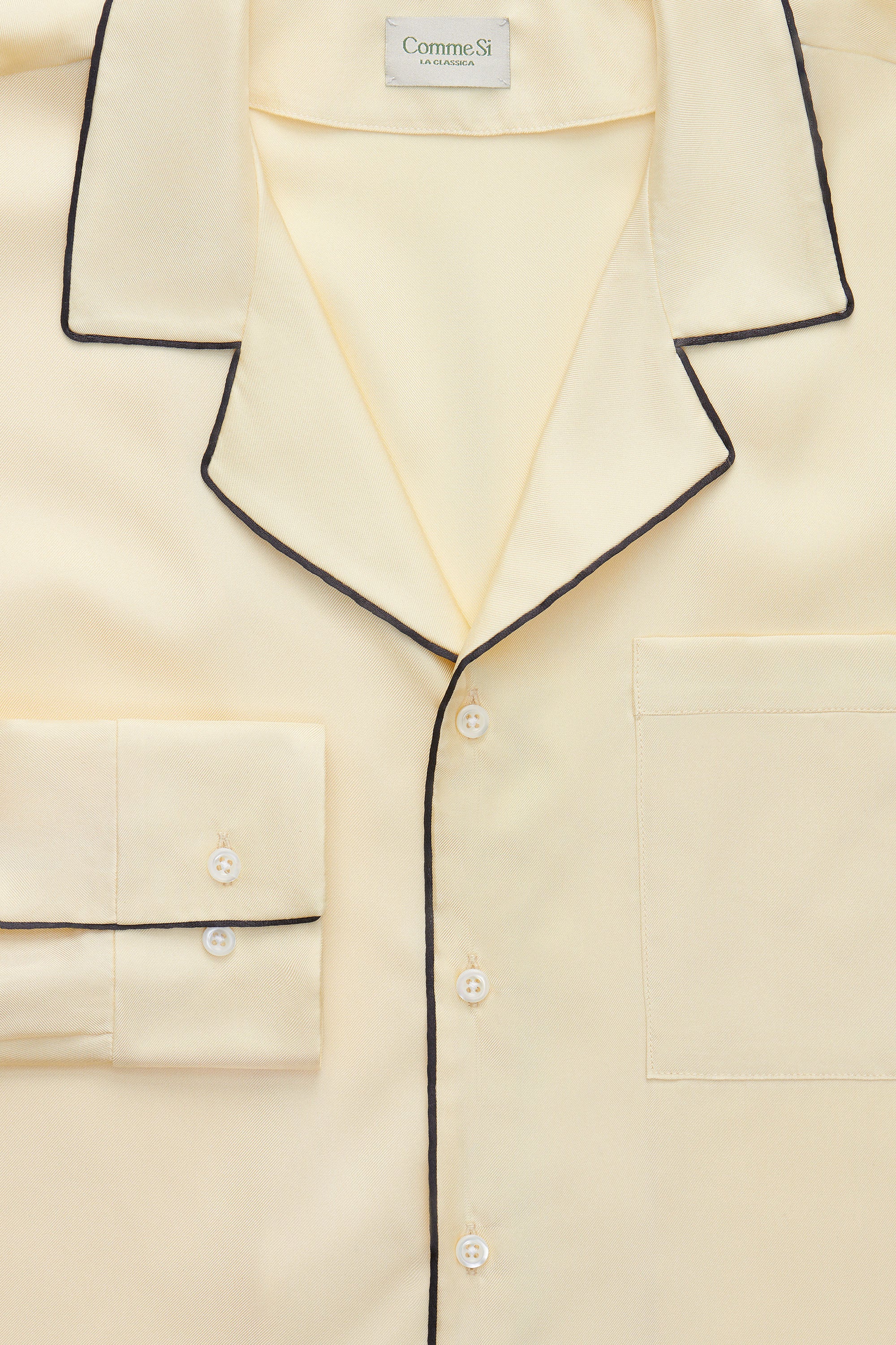 The Notched Collar Shirt, Piped Silk Twill – Comme Si
