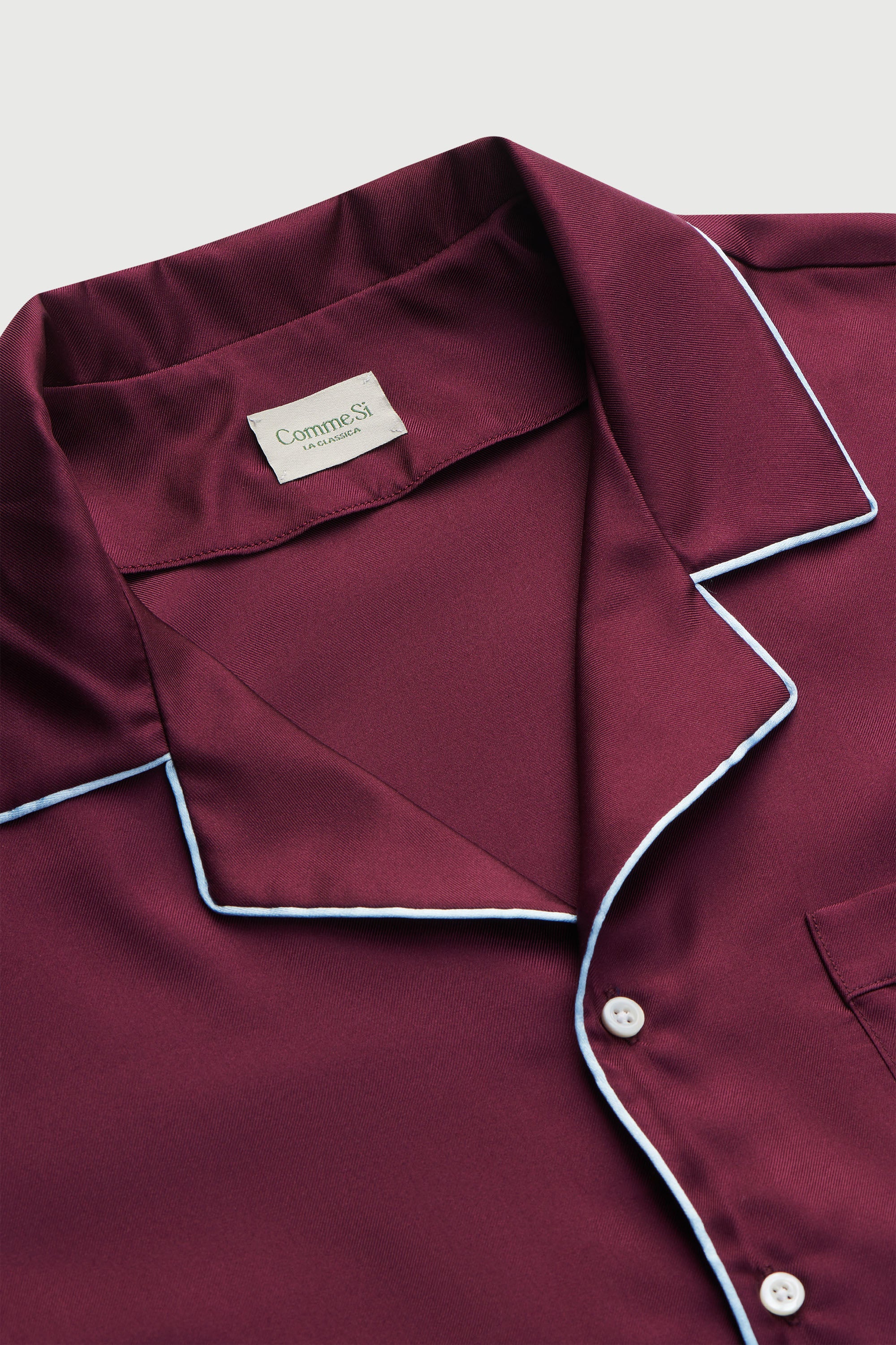 The Notched Collar Shirt, Piped Silk Twill – Comme Si