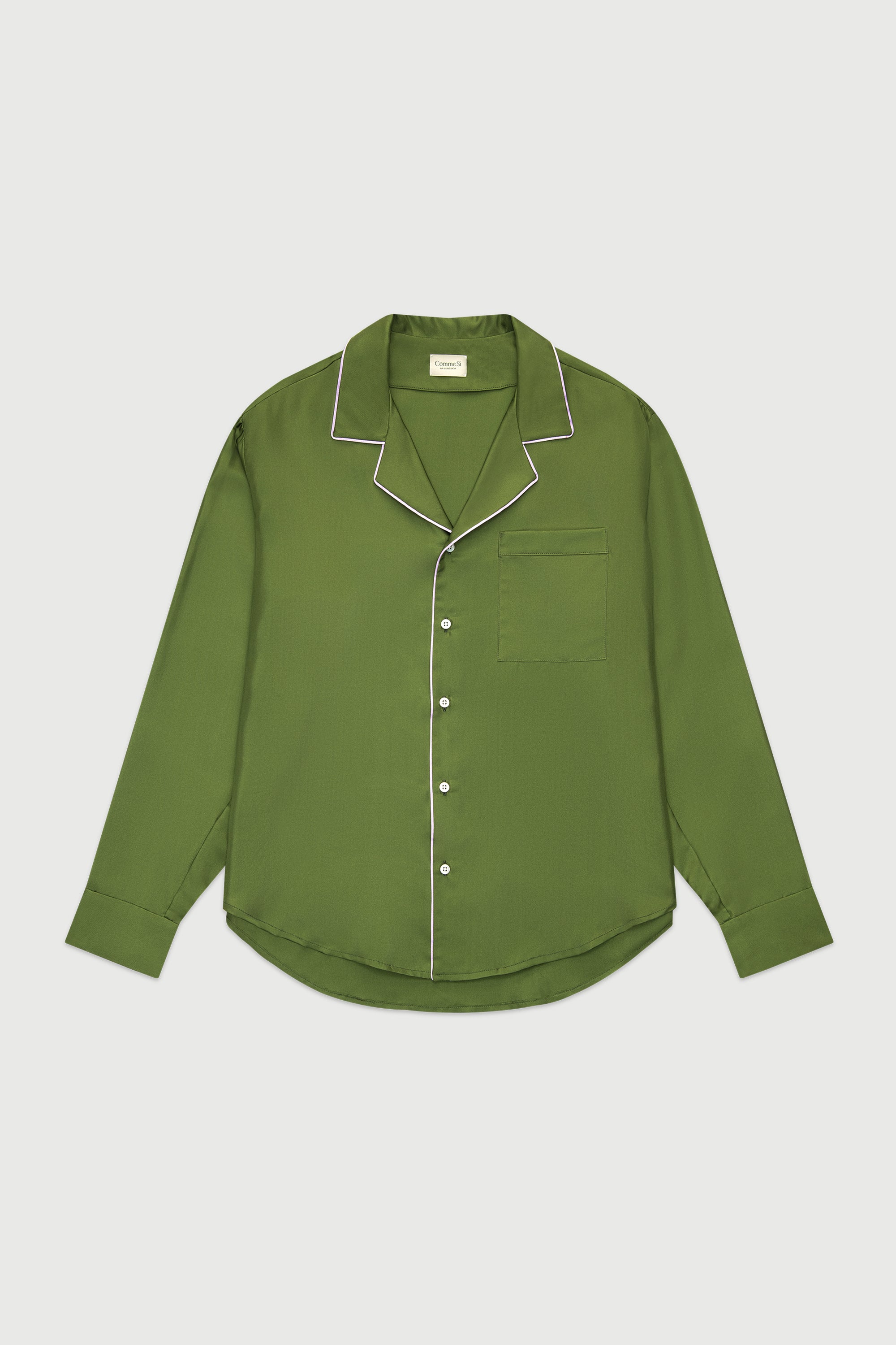 The Notched Collar Shirt, Piped Silk Twill