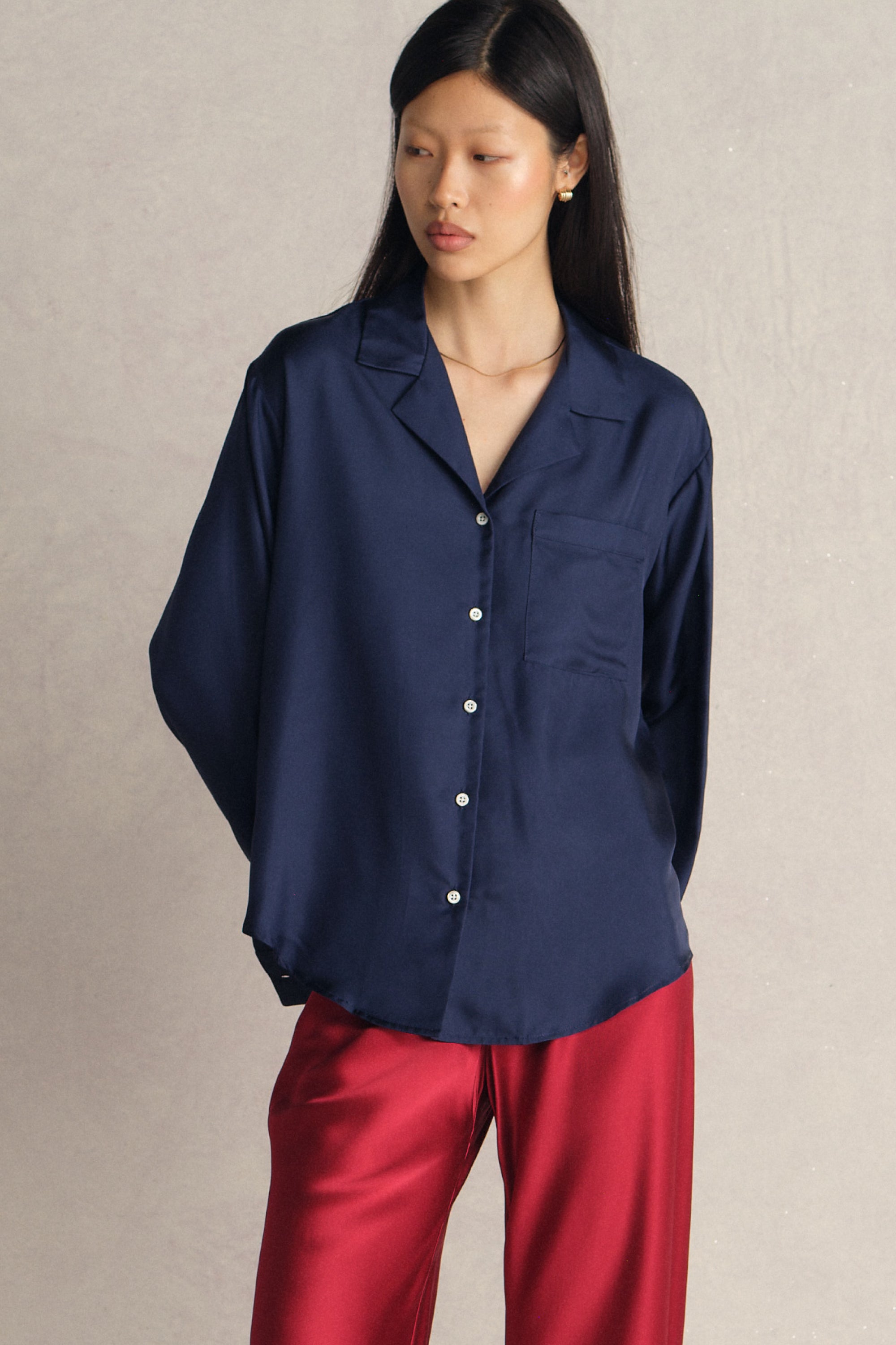 The Notched Collar Shirt, Silk Twill