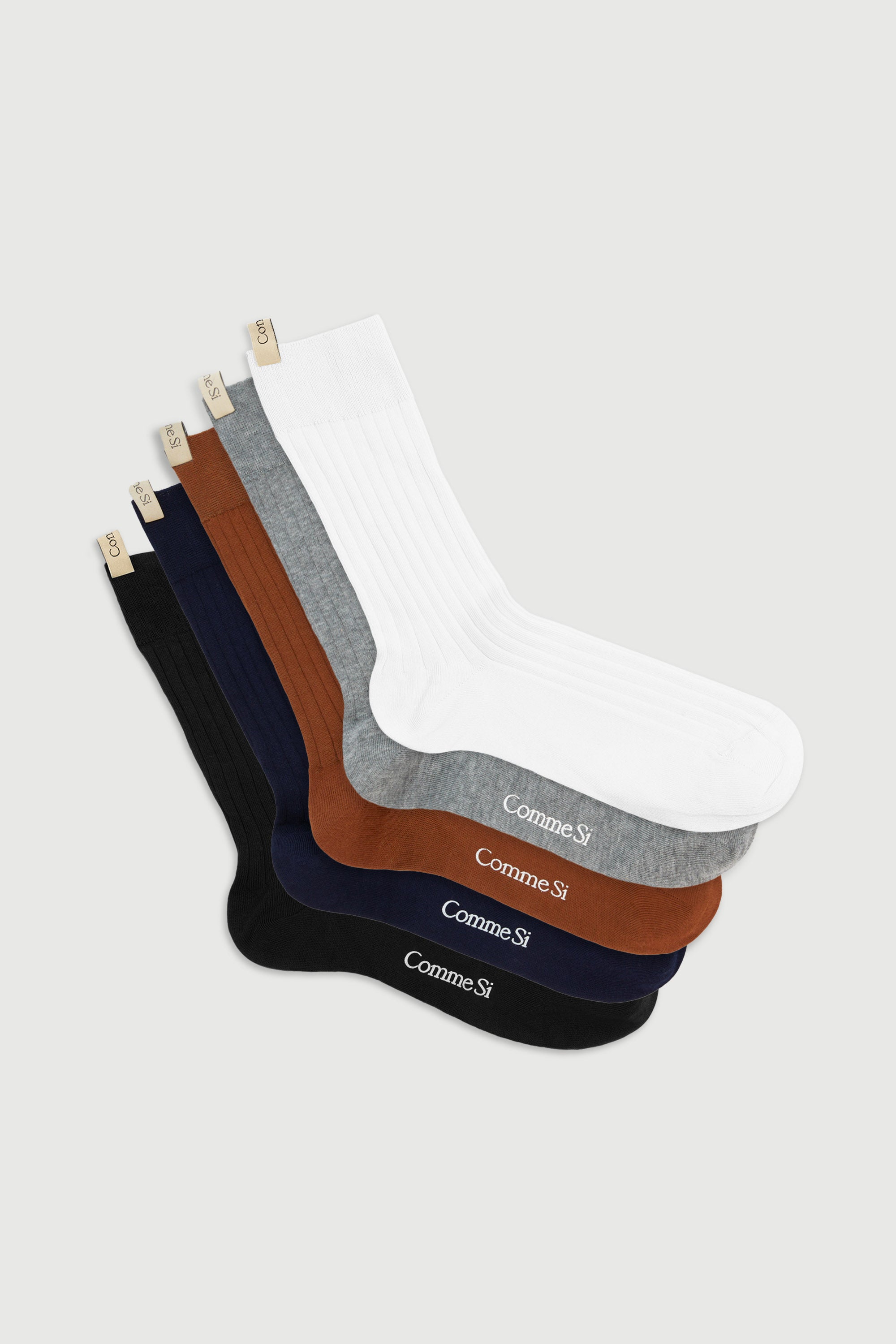 The Yves Cinque Set in Neutral, Neutral sock set, Egyptian Cotton, by Comme Si