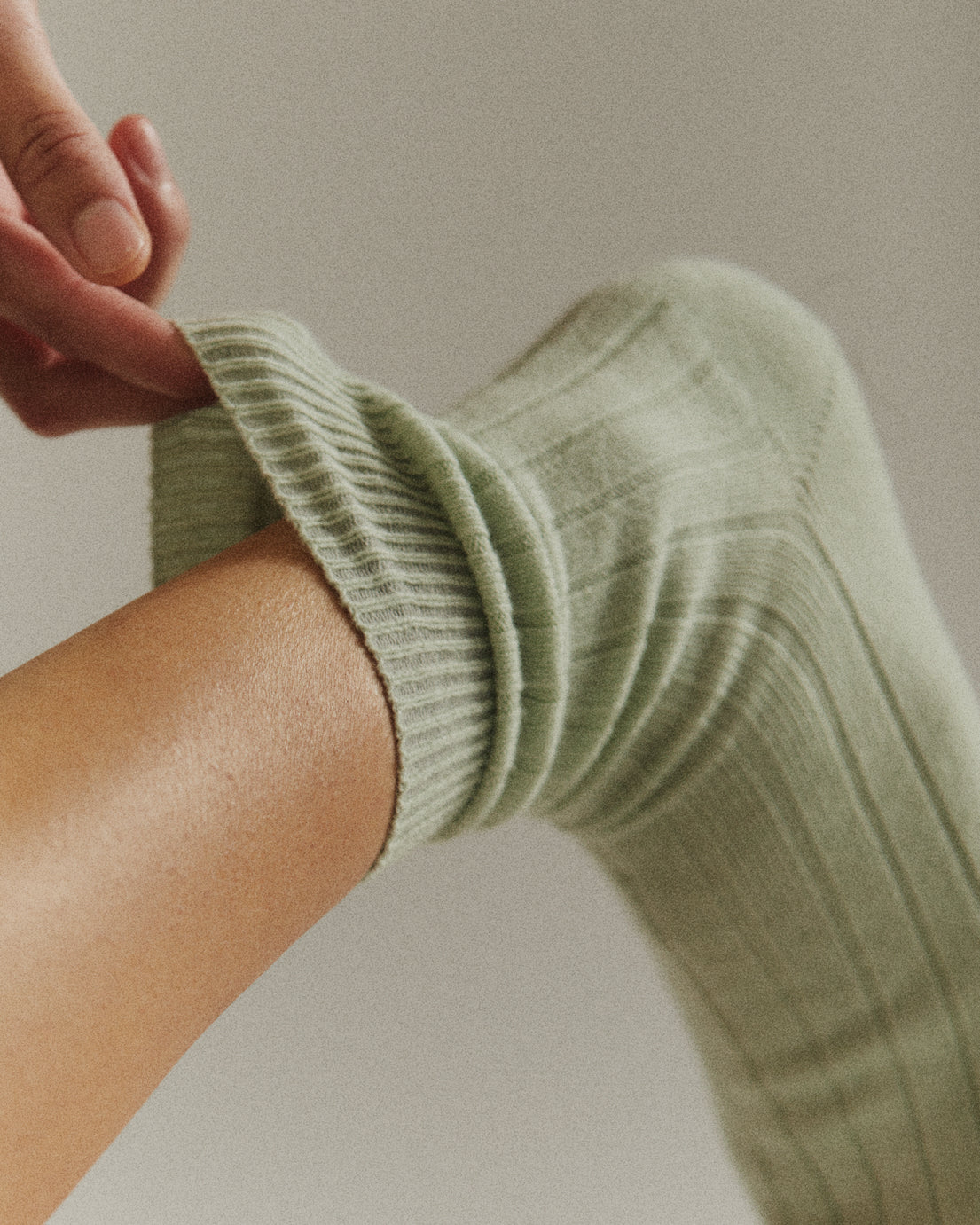 Cuff detail, The Danielle Sock, Mongolian Cashmere, Mint, Comme Si