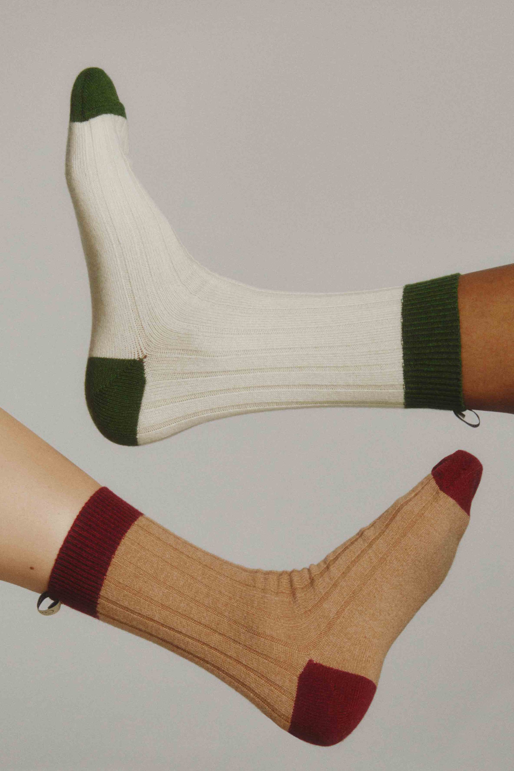 The Danielle Sock, Color Block, Cashmere, Camel Merlot on foot