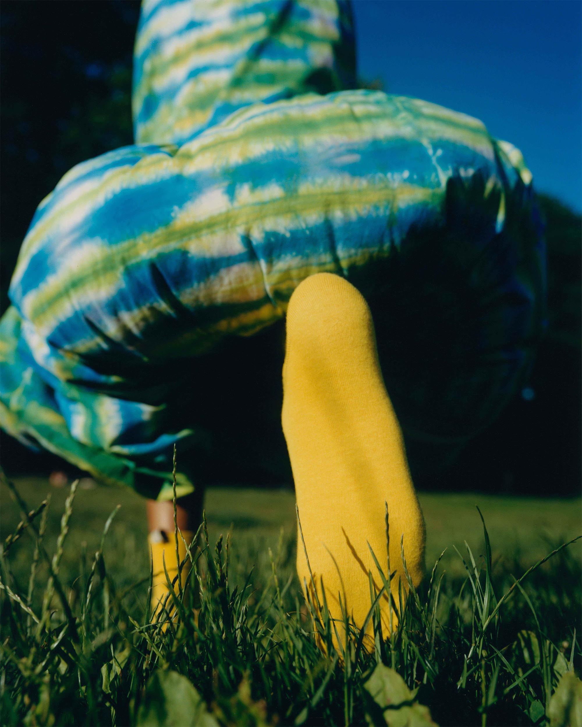 Comme Si Sunrise Sunset campaign featuring The Yves Sock in Canary, Egyptian cotton sock by Comme Si