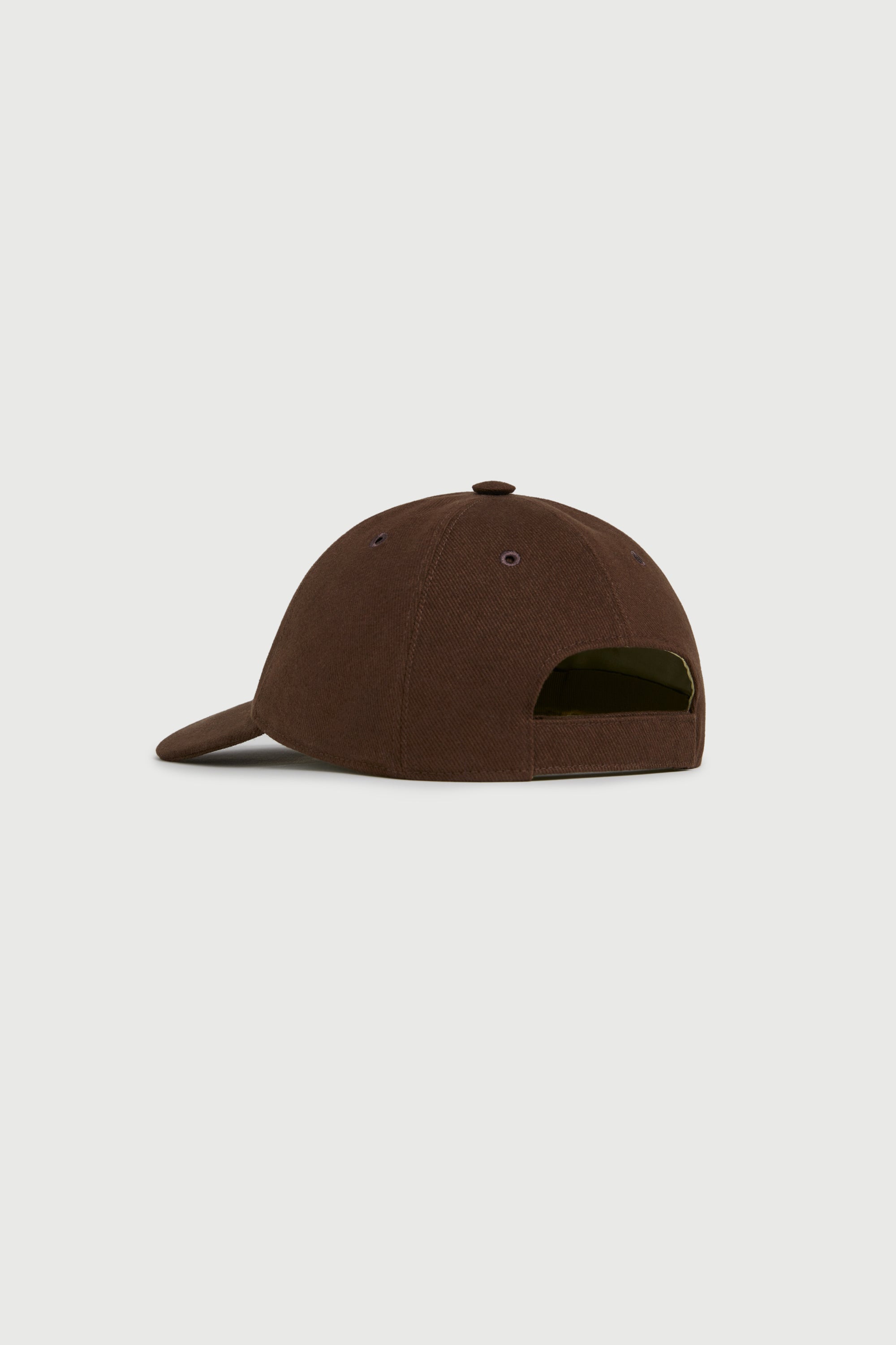 back, The Silk-Lined Baseball Cap in Brown, with embroidered logo, Comme Si
