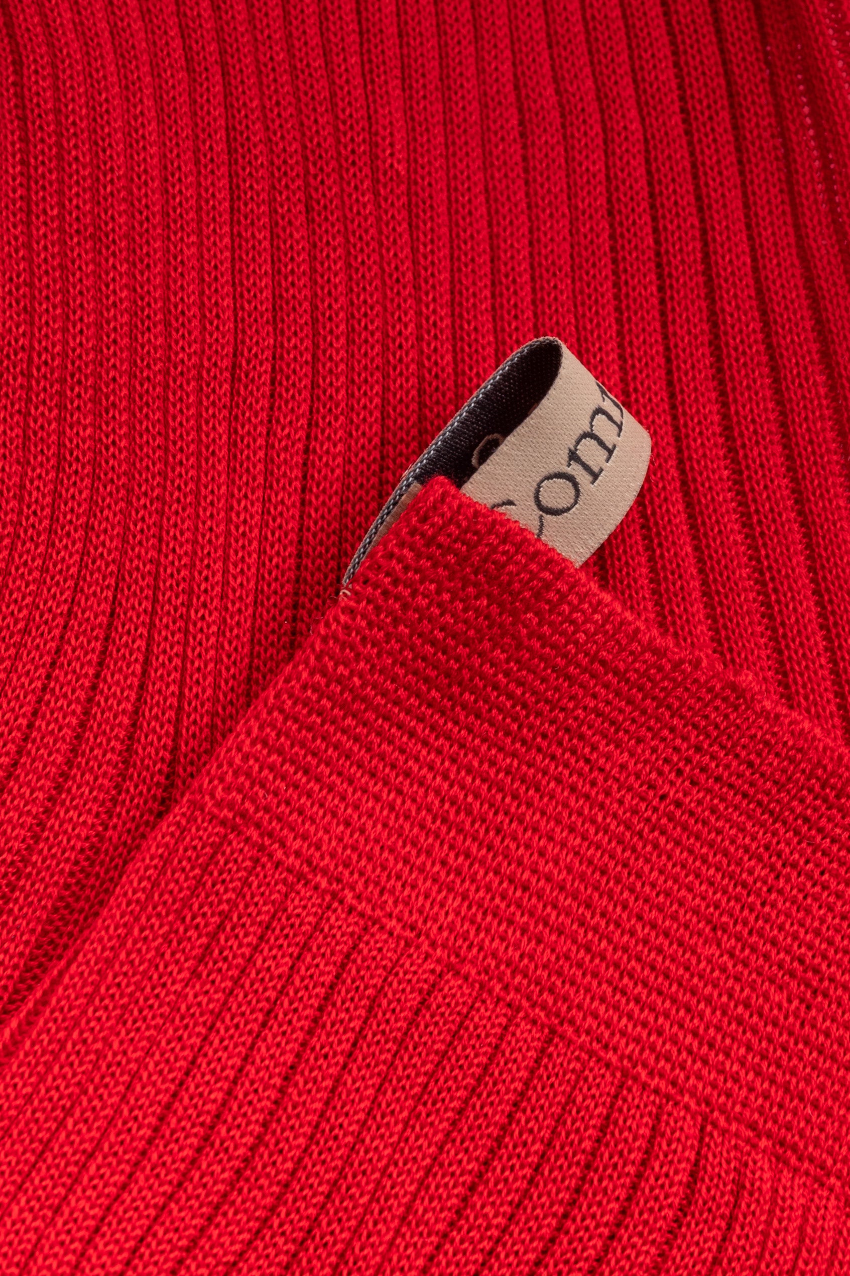 Ribbon tag detail, The Agnelli Sock in Chili, Egyptian Cotton