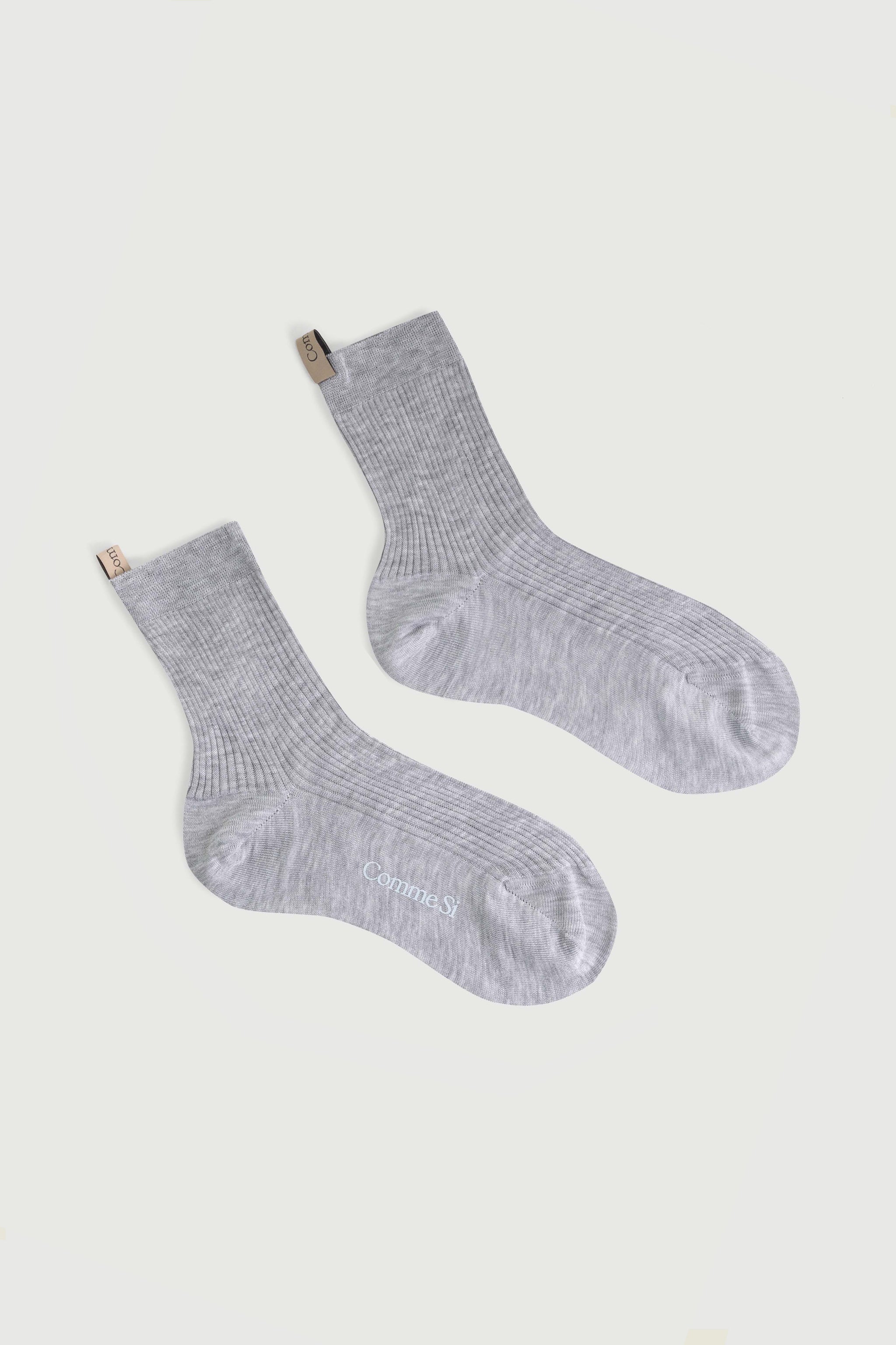 The Agnelli Sock in Light Heather Grey, Egyptian Cotton