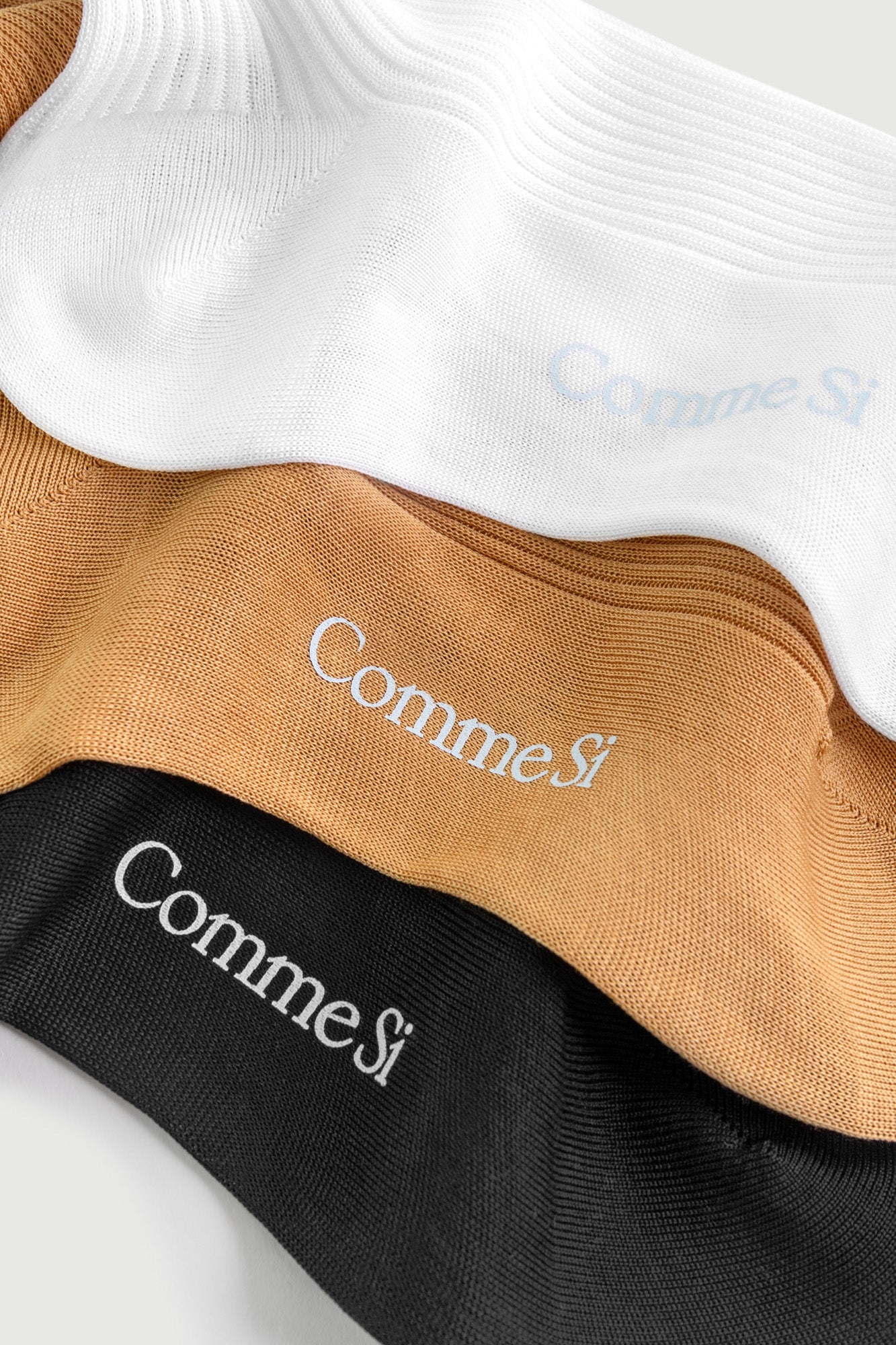 footbed detail, The Agnelli Trio, Egyptian Cotton Sock Set of three pairs in neutral, by Comme Si