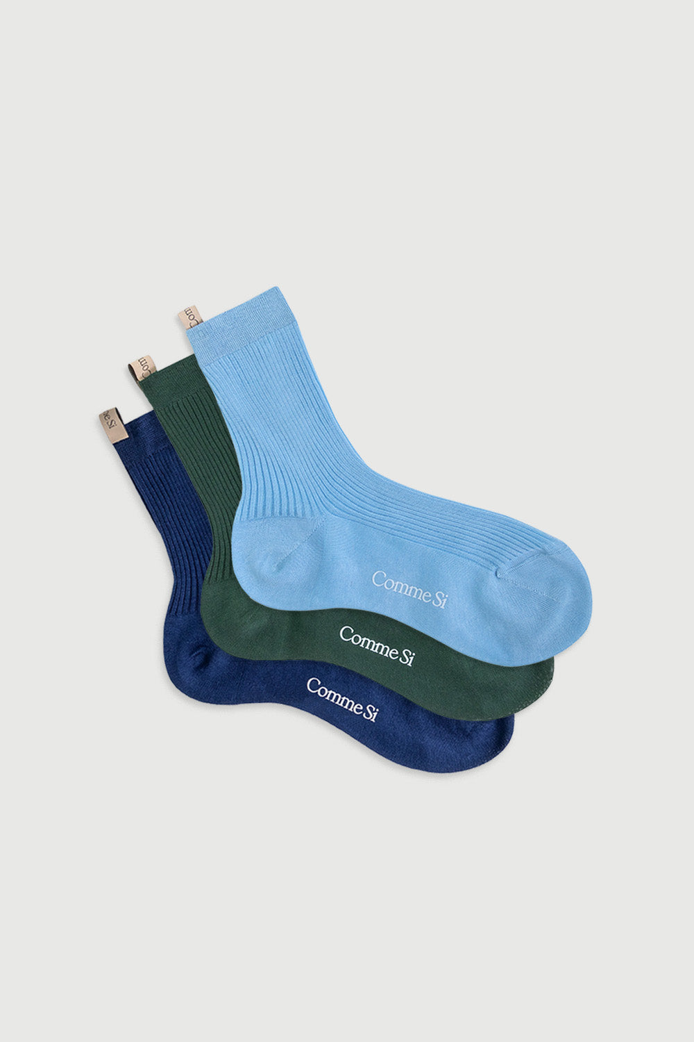 The Agnelli Trio, Egyptian Cotton Sock Set of three pairs in Pacific, by Comme Si