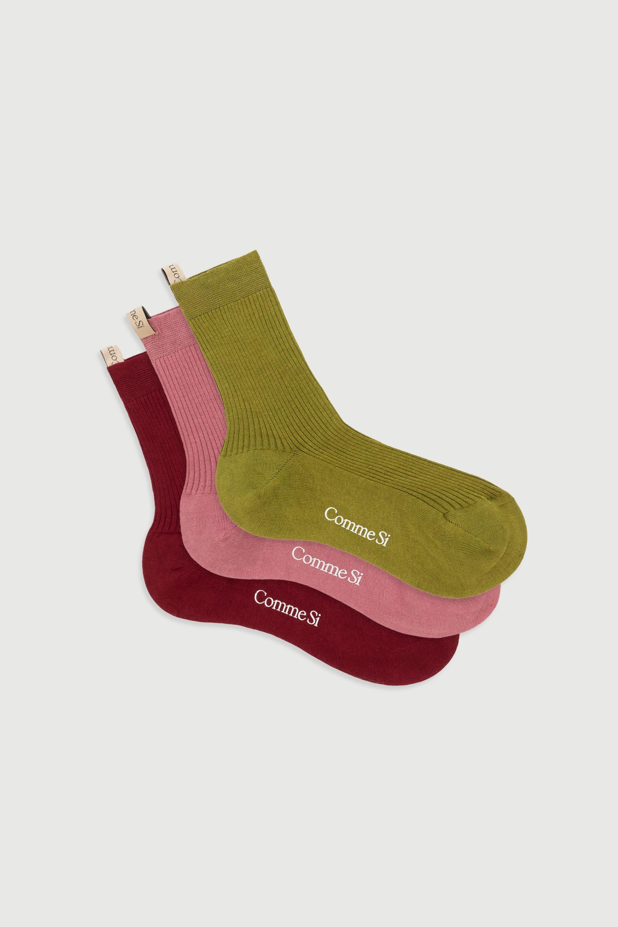 The Agnelli Trio, Egyptian Cotton Sock Set of three pairs in Somerset, by Comme Si