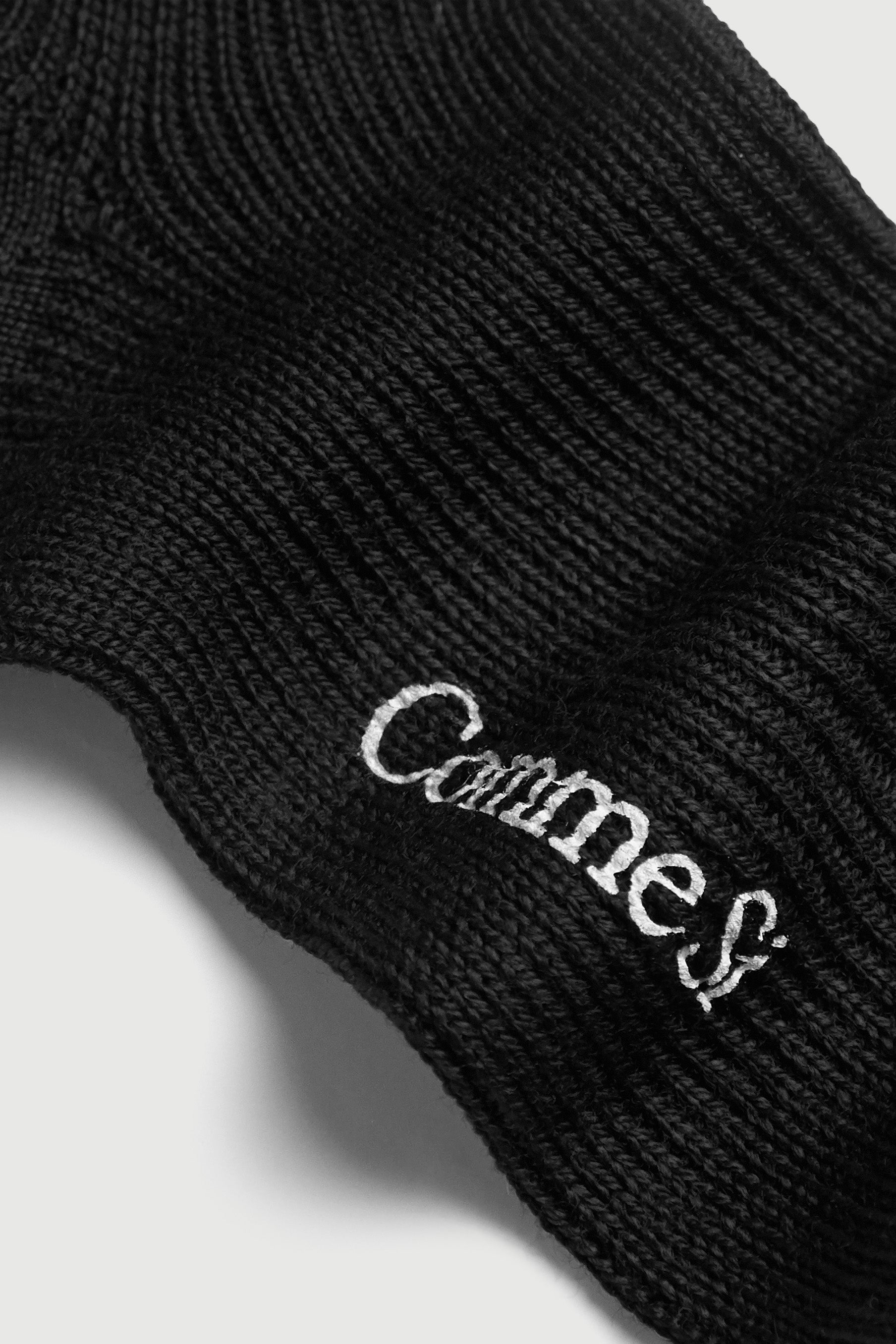 footbed detail, the merino sock in jet black by comme si
