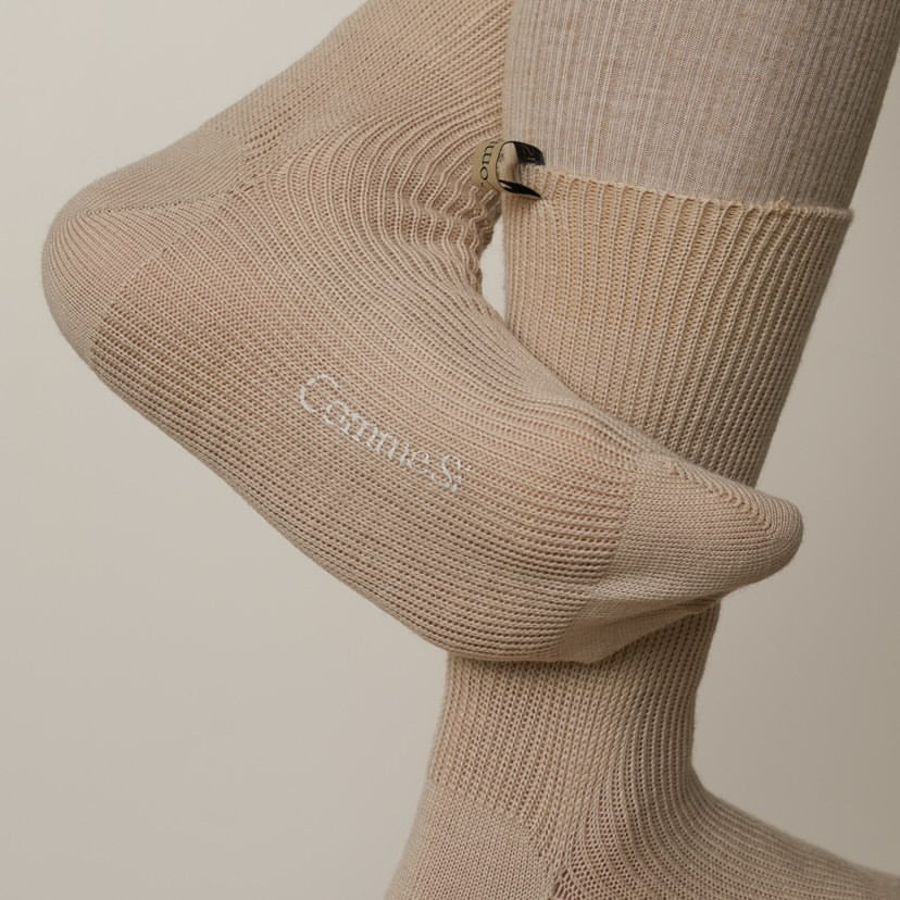 the merino sock in bisque, merino wool, with tights