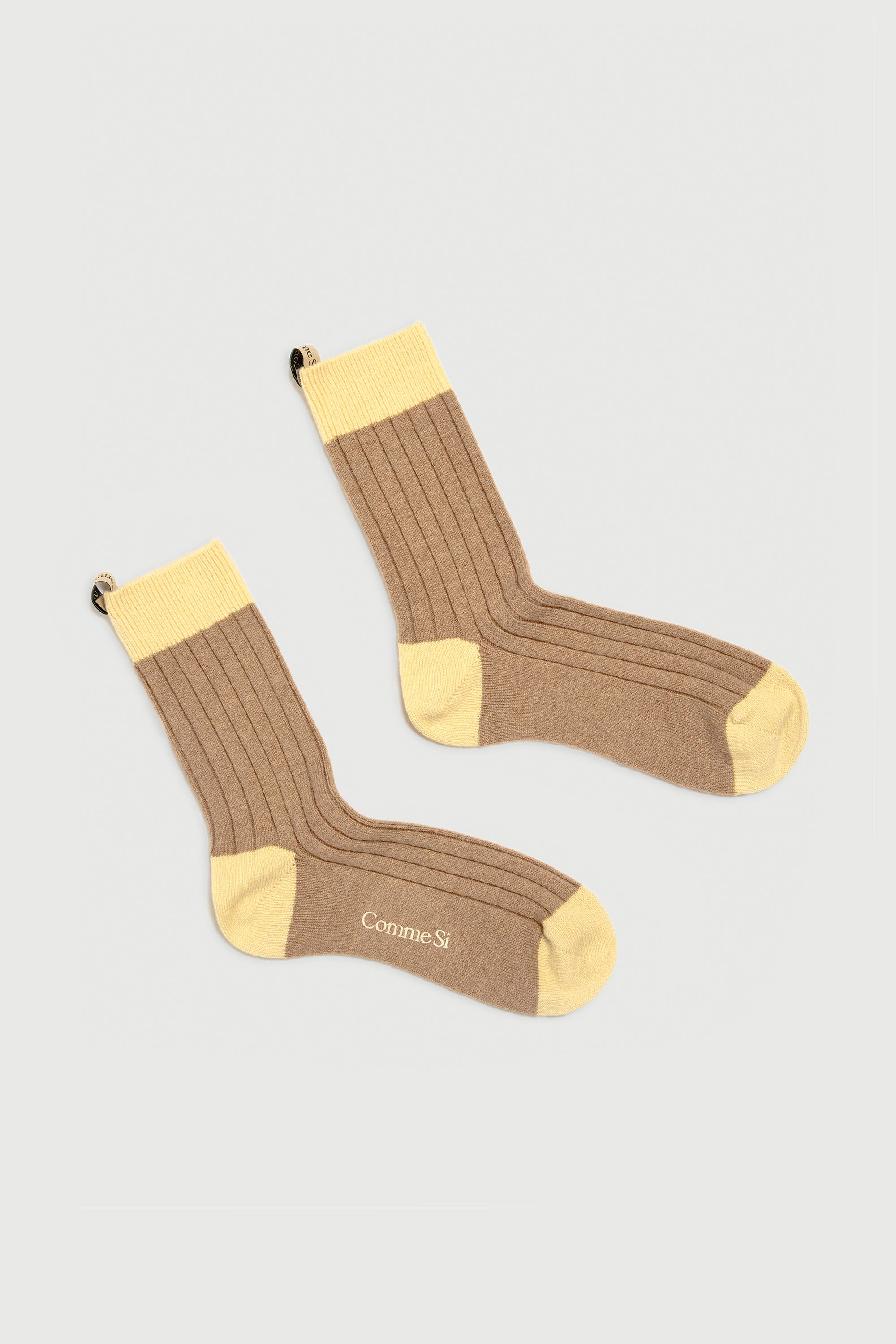 The Danielle Sock, Color Block, Cashmere, Camel Butter