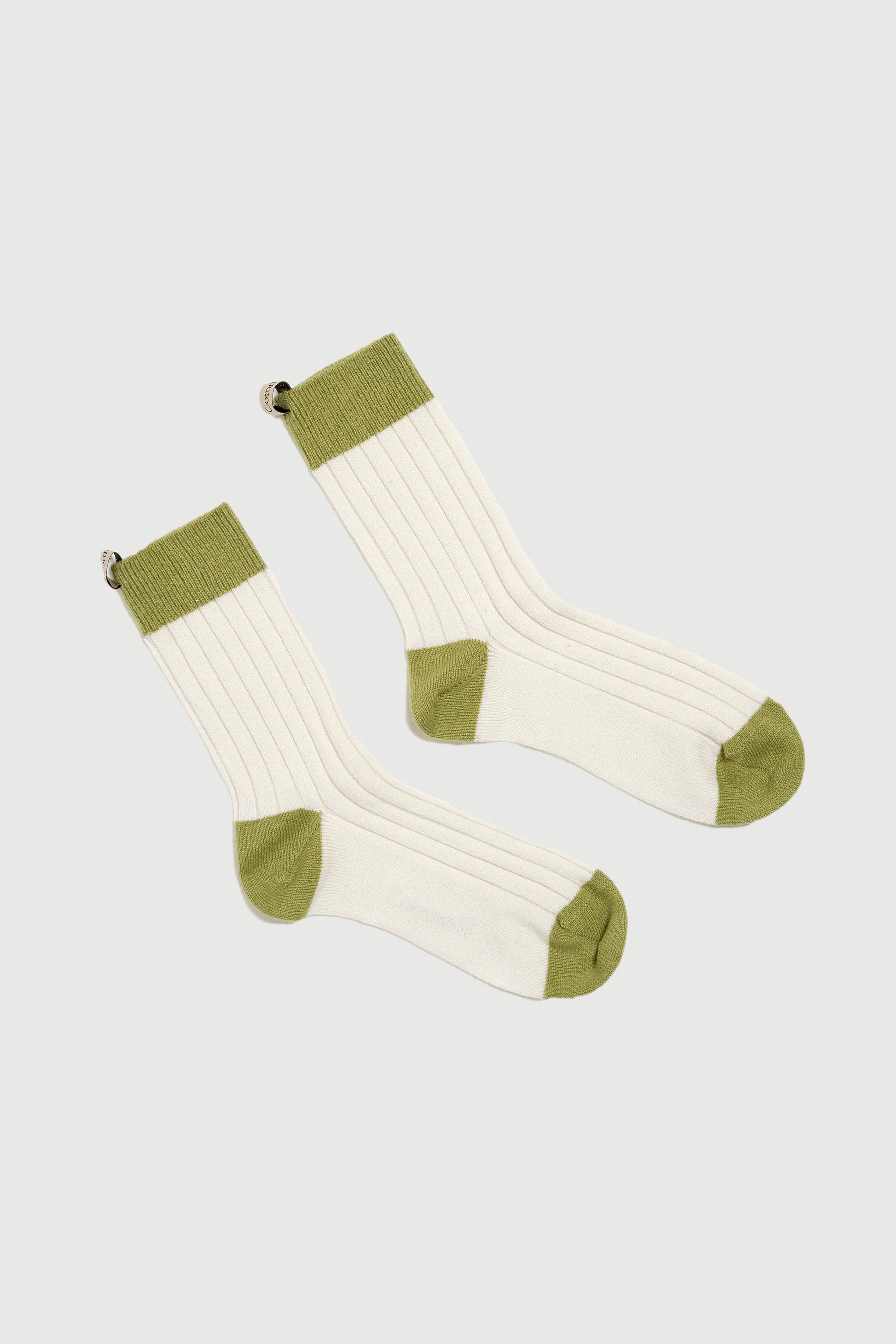 The Danielle Sock, Color Block, Cashmere, Cream Kiwi