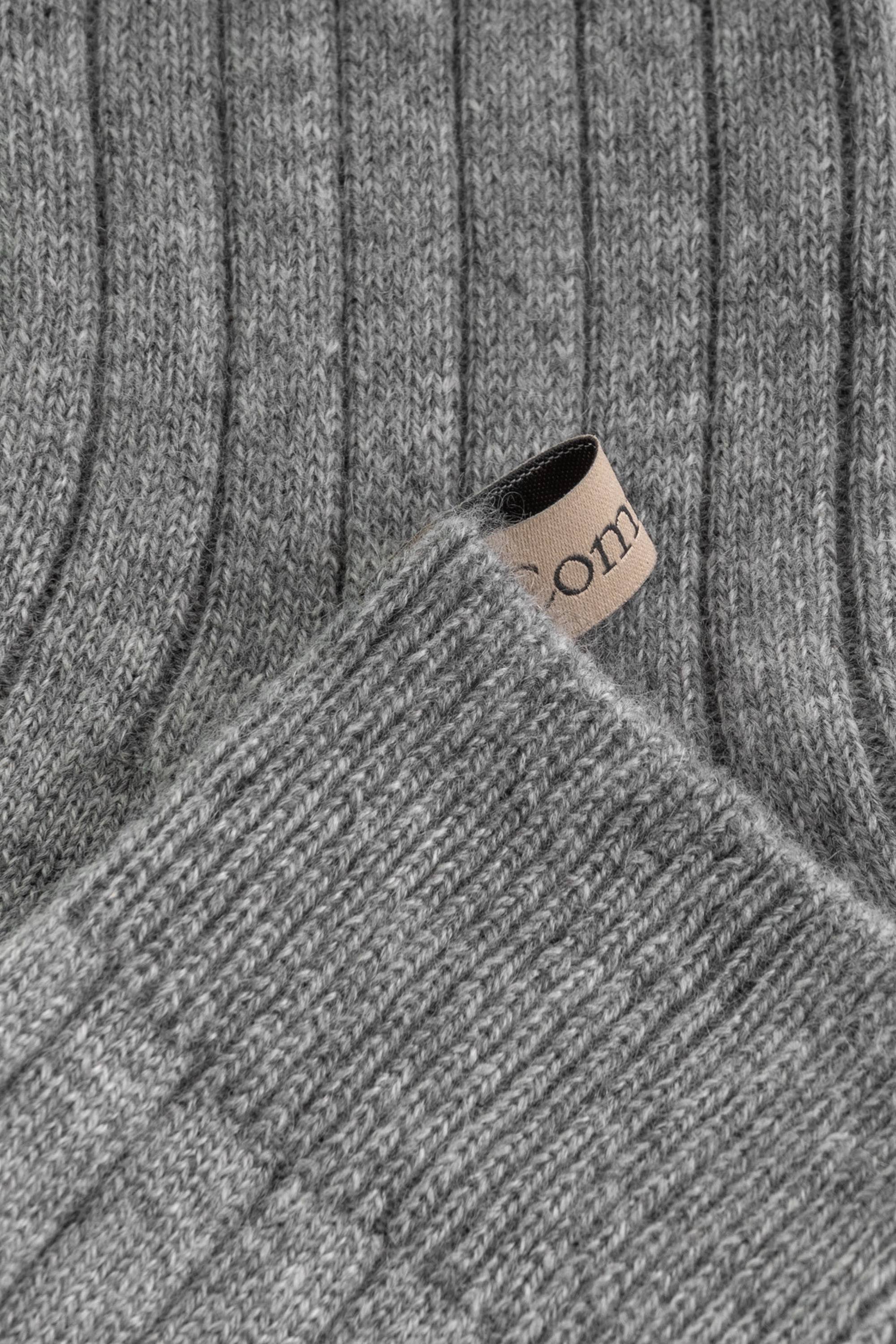Ribbon Tag Detail, The Danielle Sock, Mongolian Cashmere, Heather Grey, Comme Si