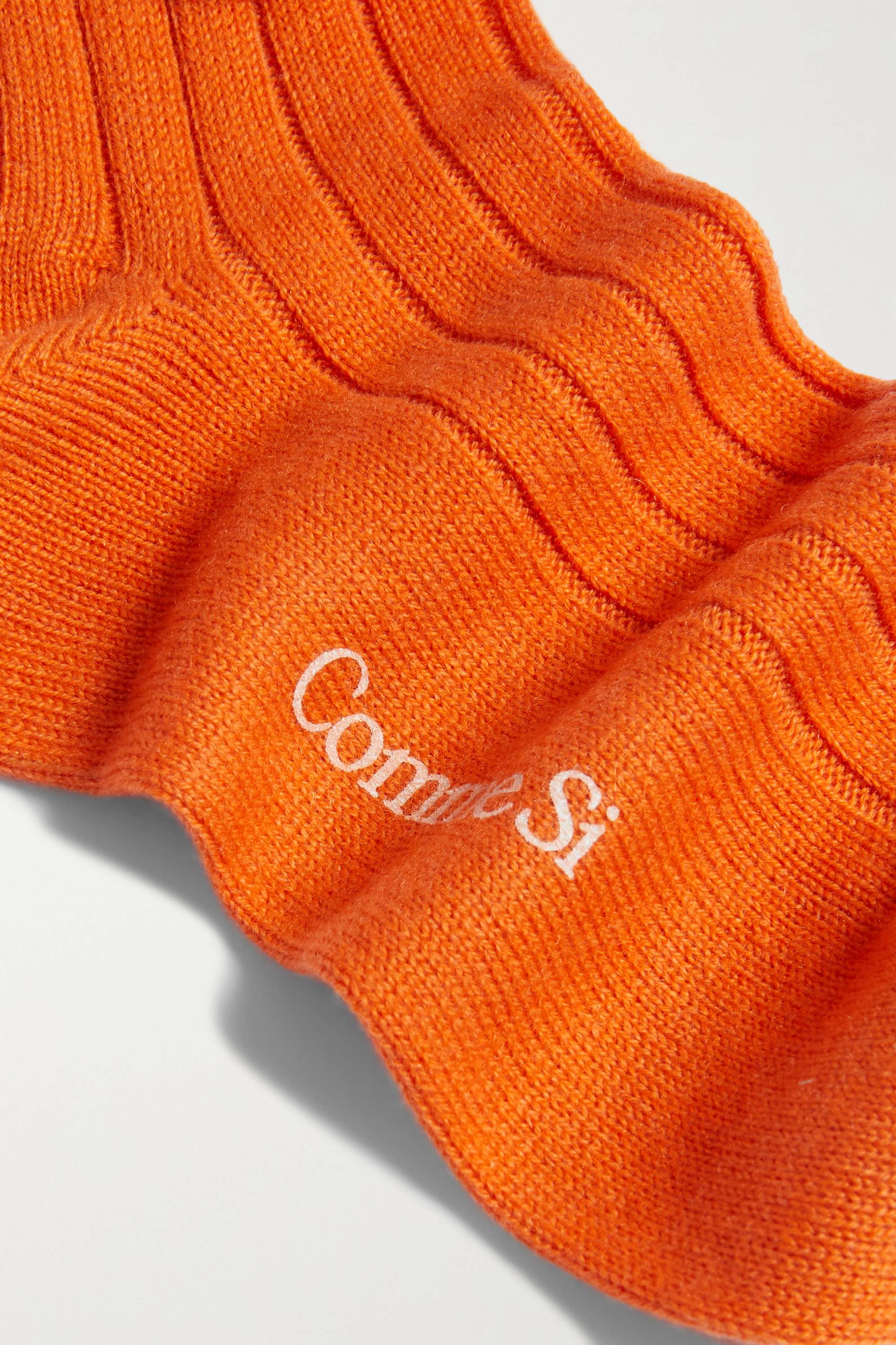 Footbed detail, The Danielle Sock, Mongolian Cashmere, Tangerine, Comme Si