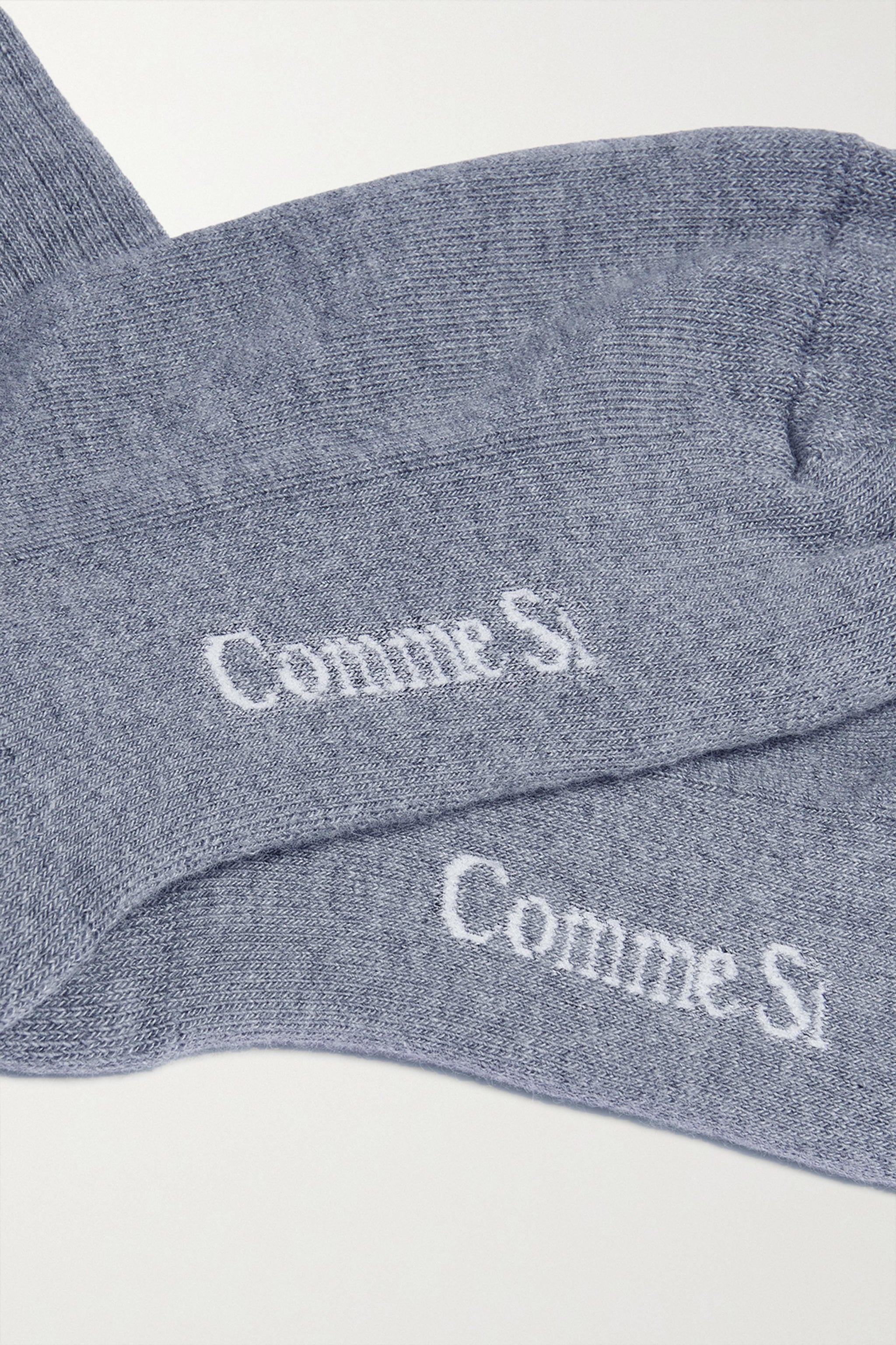 Footbed detail, The Everyday Sock in Stonewashed Blue, made with Organic Egyptian Cotton, by Comme Si