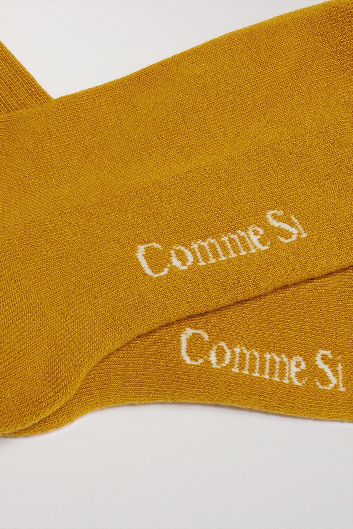 Footbed detail, The Everyday Sock in Turmeric, made with Organic Egyptian Cotton, by Comme Si