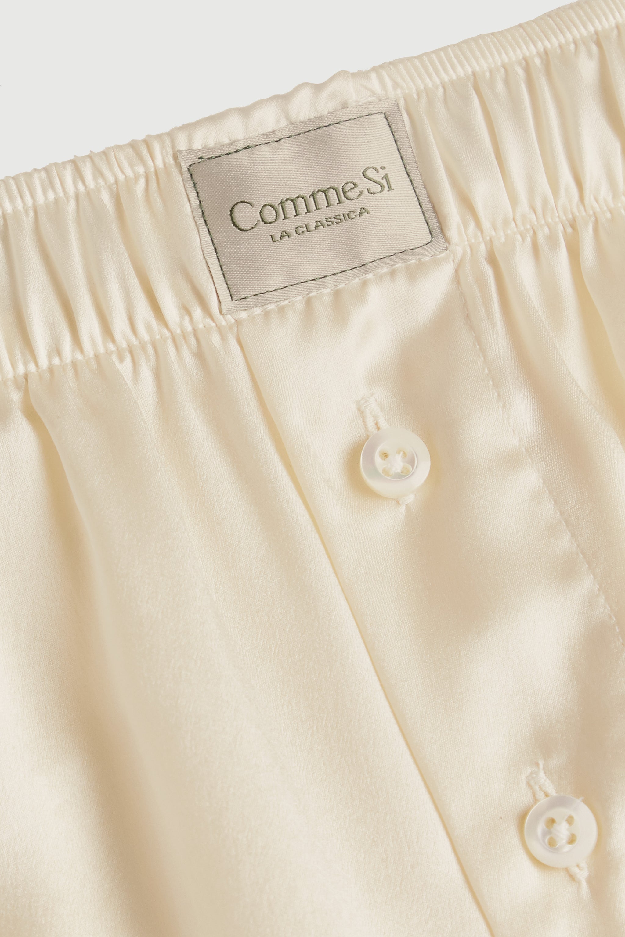 Waistband detail, La Boxer Classica, Silk, Cream, Comme Si