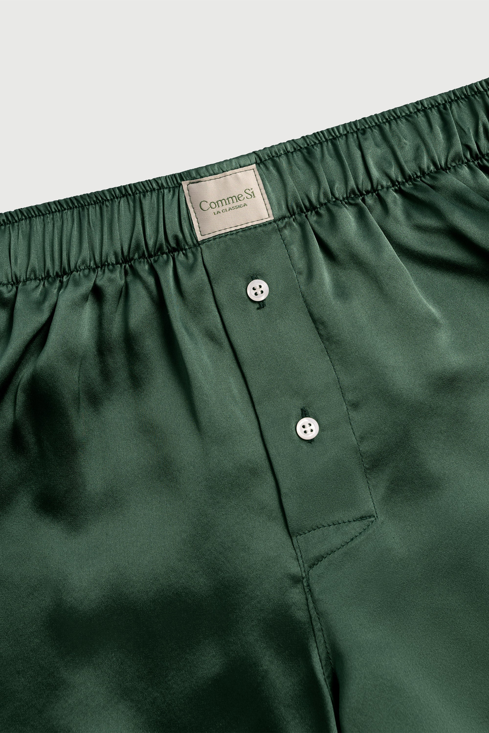 waistband detail, La Boxer Classica, Silk, Forest, Comme Si
