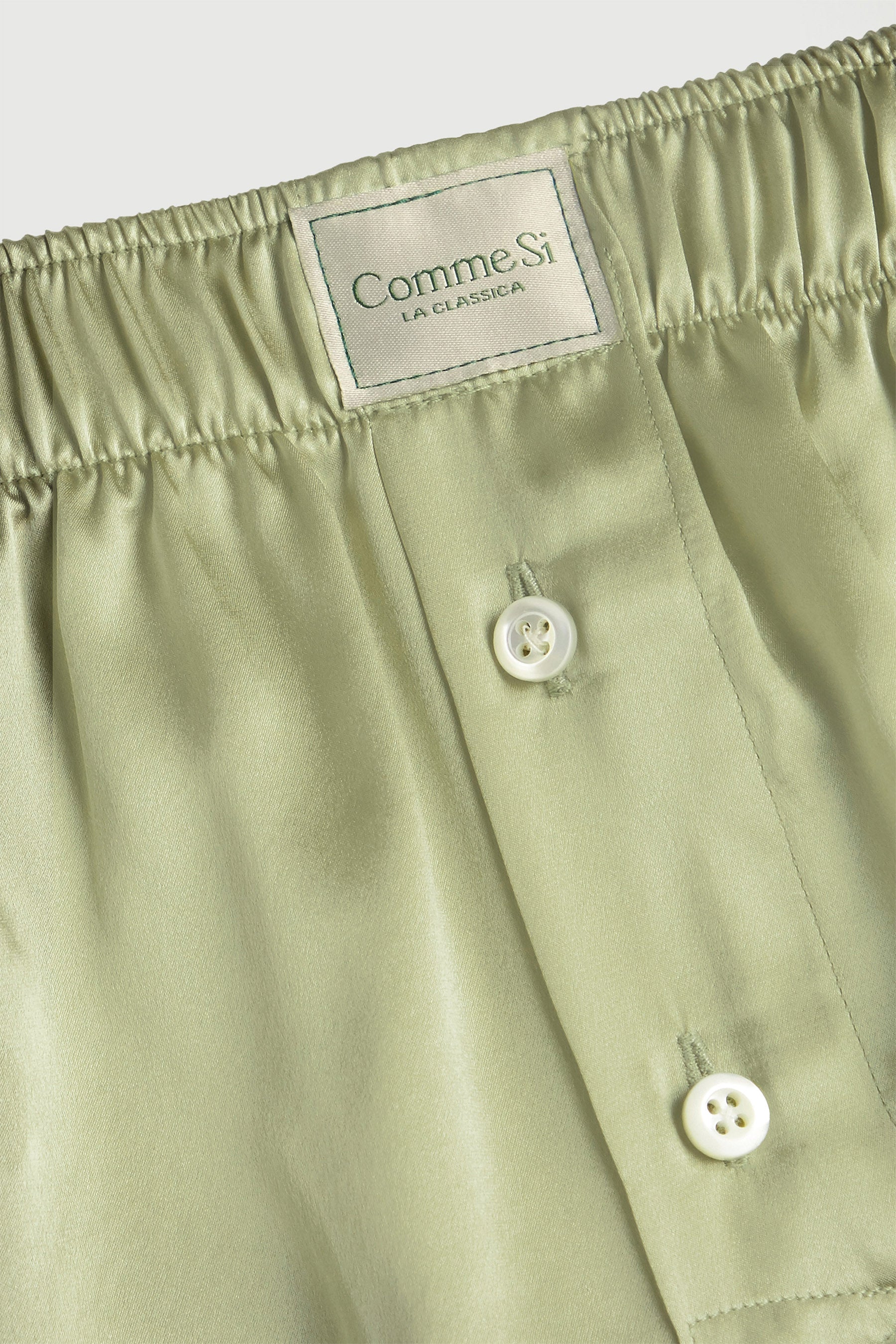 Waistband detail, La Boxer Classica, Silk, Mint, Comme Si