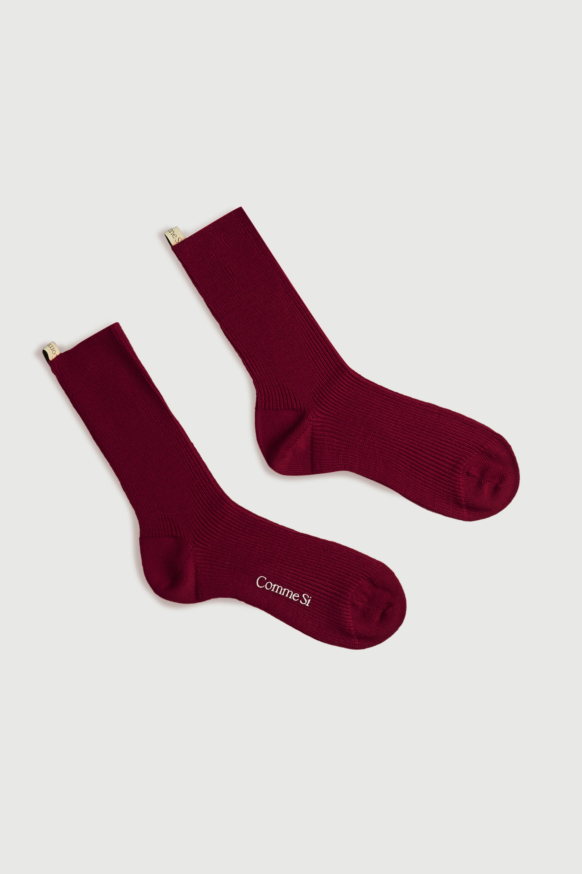 The Merino Sock in burgundy, merino wool, by Comme Si