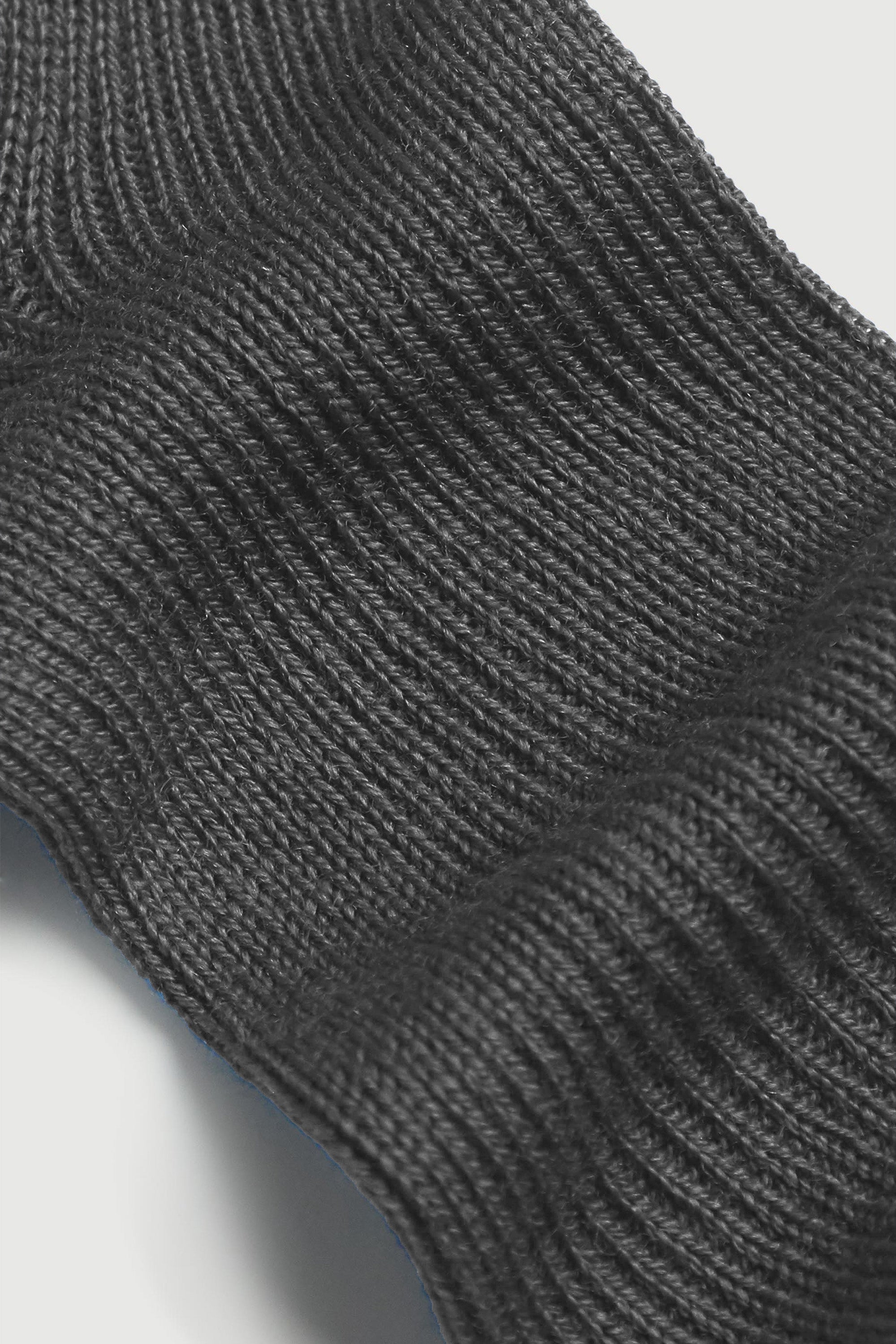 footbed detail, the merino sock in charcoal